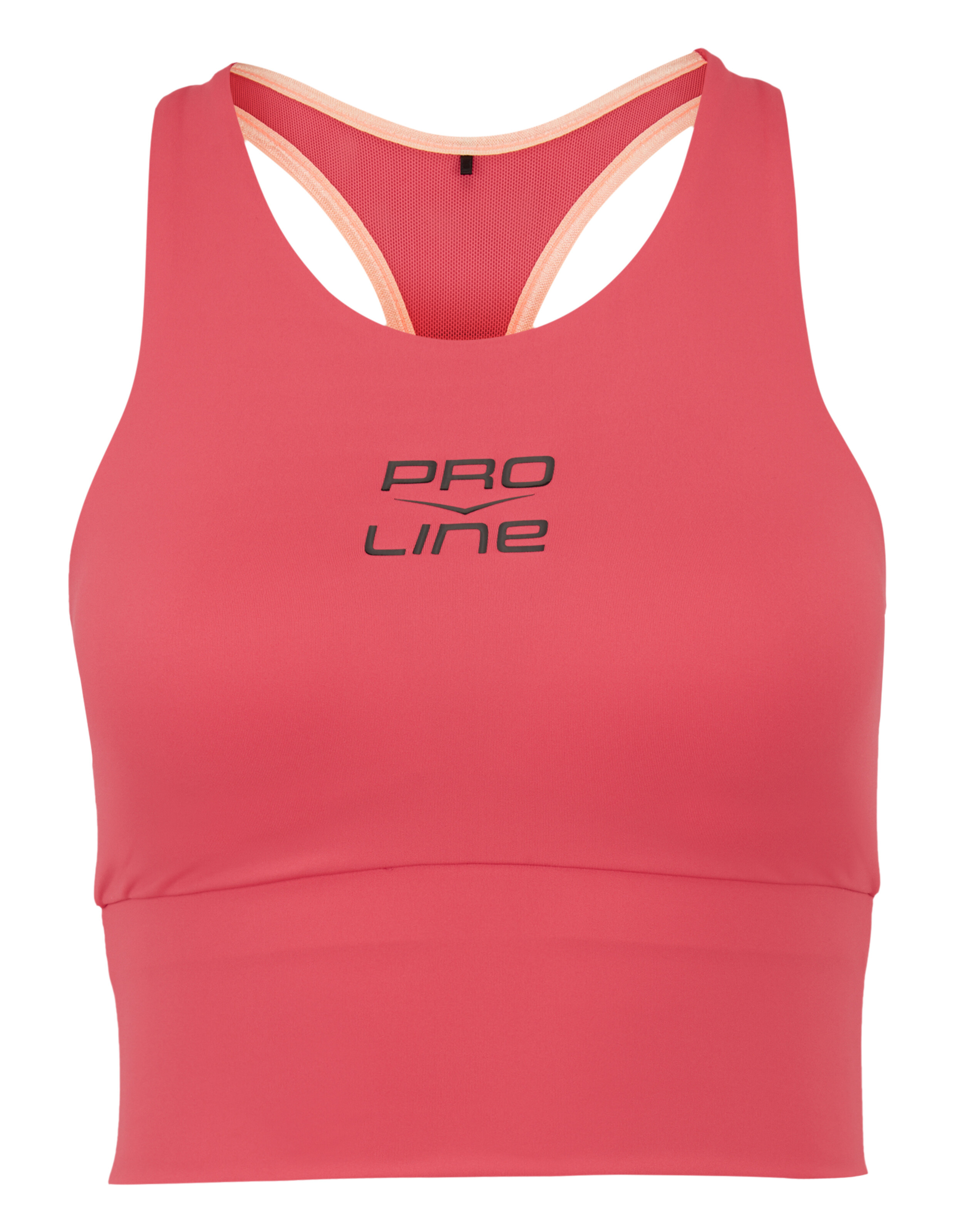 Rosafarbener Racerback-Sport-BH mit Pro Line-Logo für lässige Aktivkleidung.