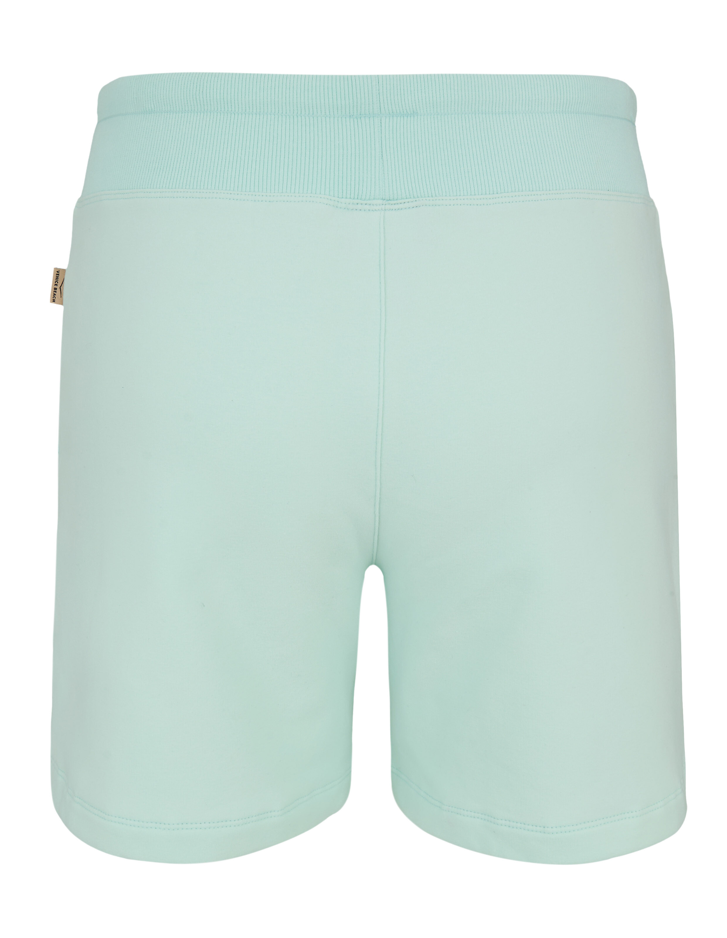 Rückansicht einer mintgrünen Freizeitshorts mit bequemem Bund.