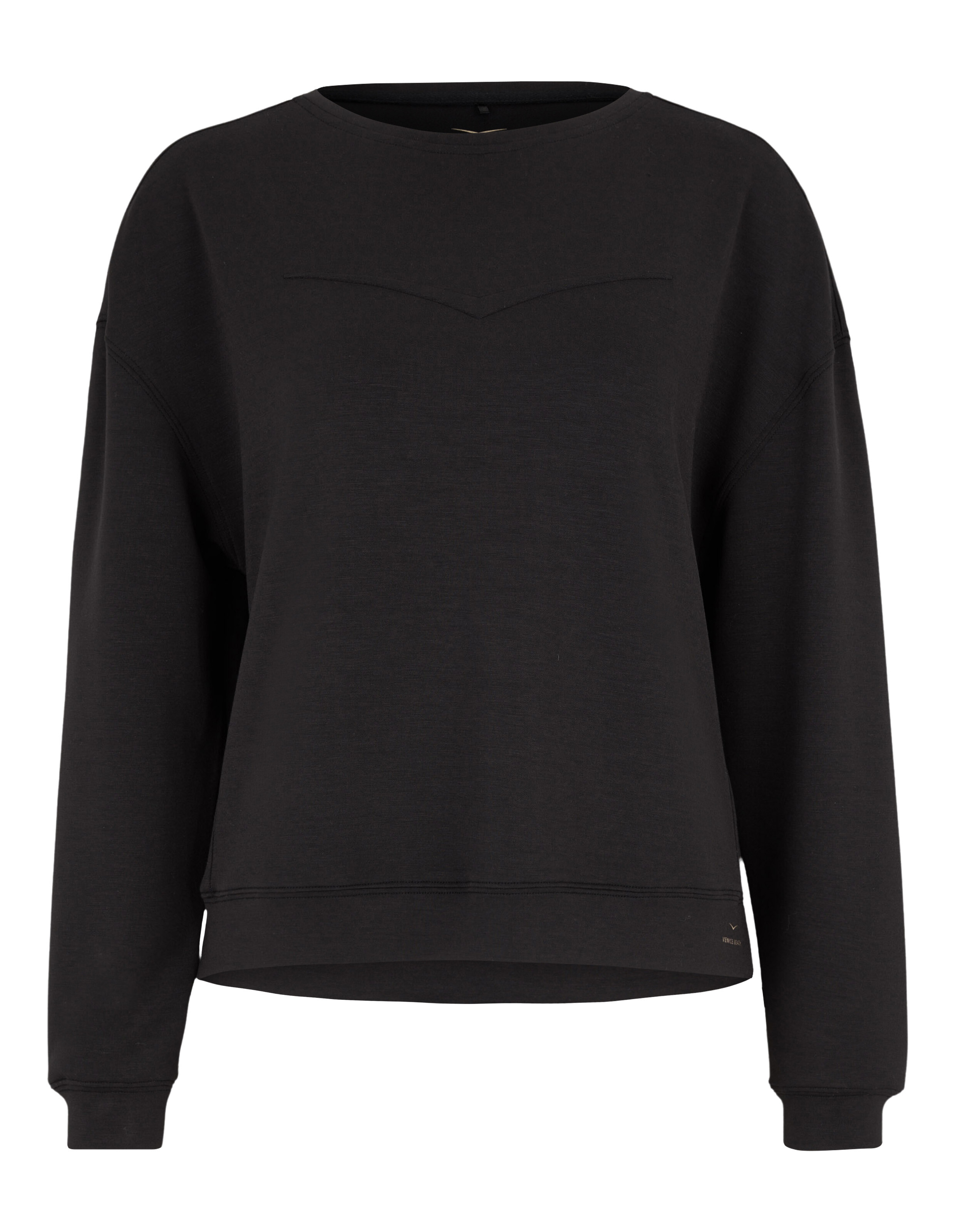 Gemütliches schwarzes Sweatshirt mit entspannter Passform und dezenten V-förmigen Nähten.