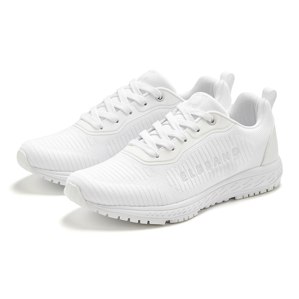 Stylische weiße Freizeit-Sneaker mit strukturiertem Stoff und Schnürdesign.
