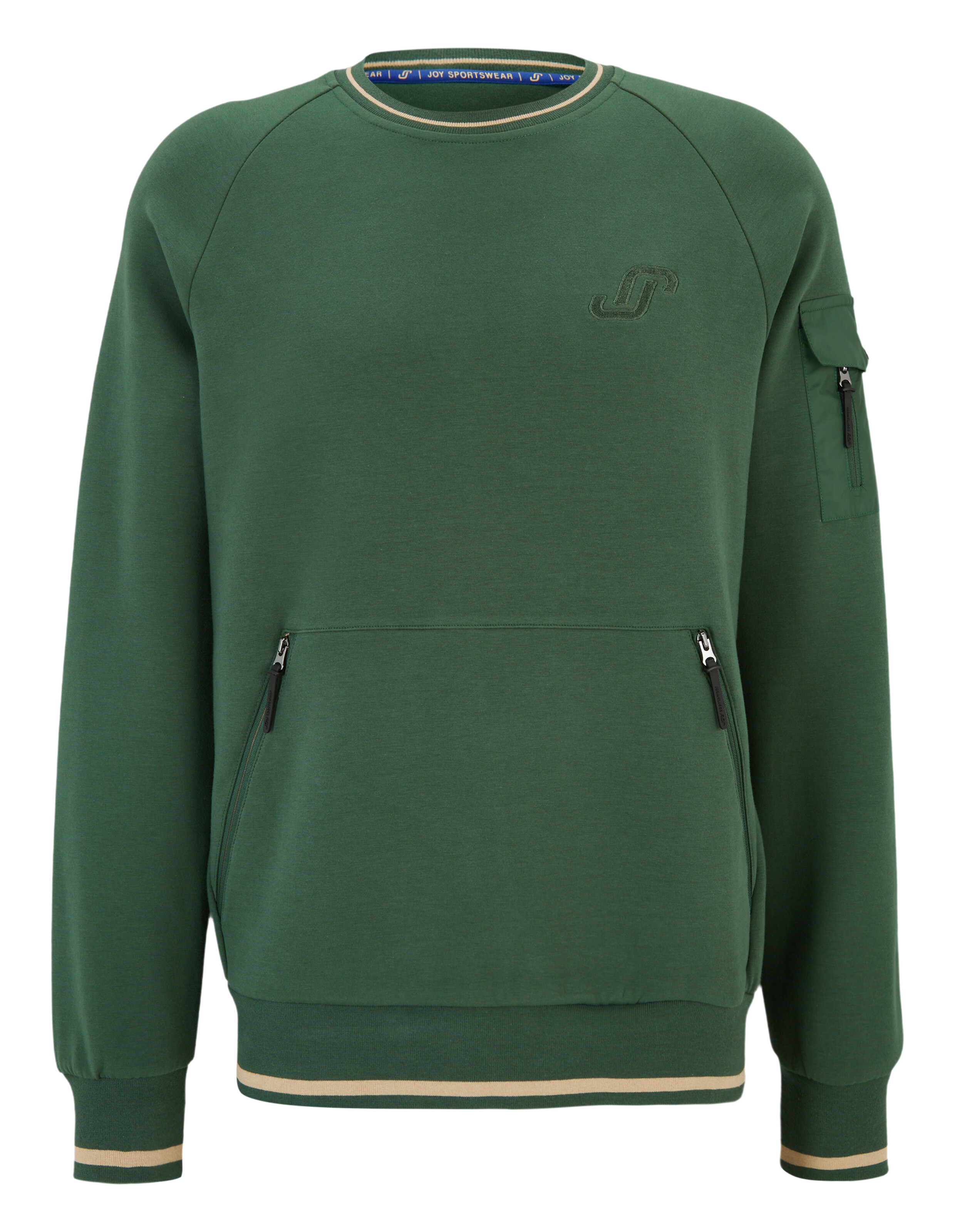 Grünes, lässiges Sweatshirt mit Reißverschlusstaschen und geripptem Saum für bequeme Loungewear.