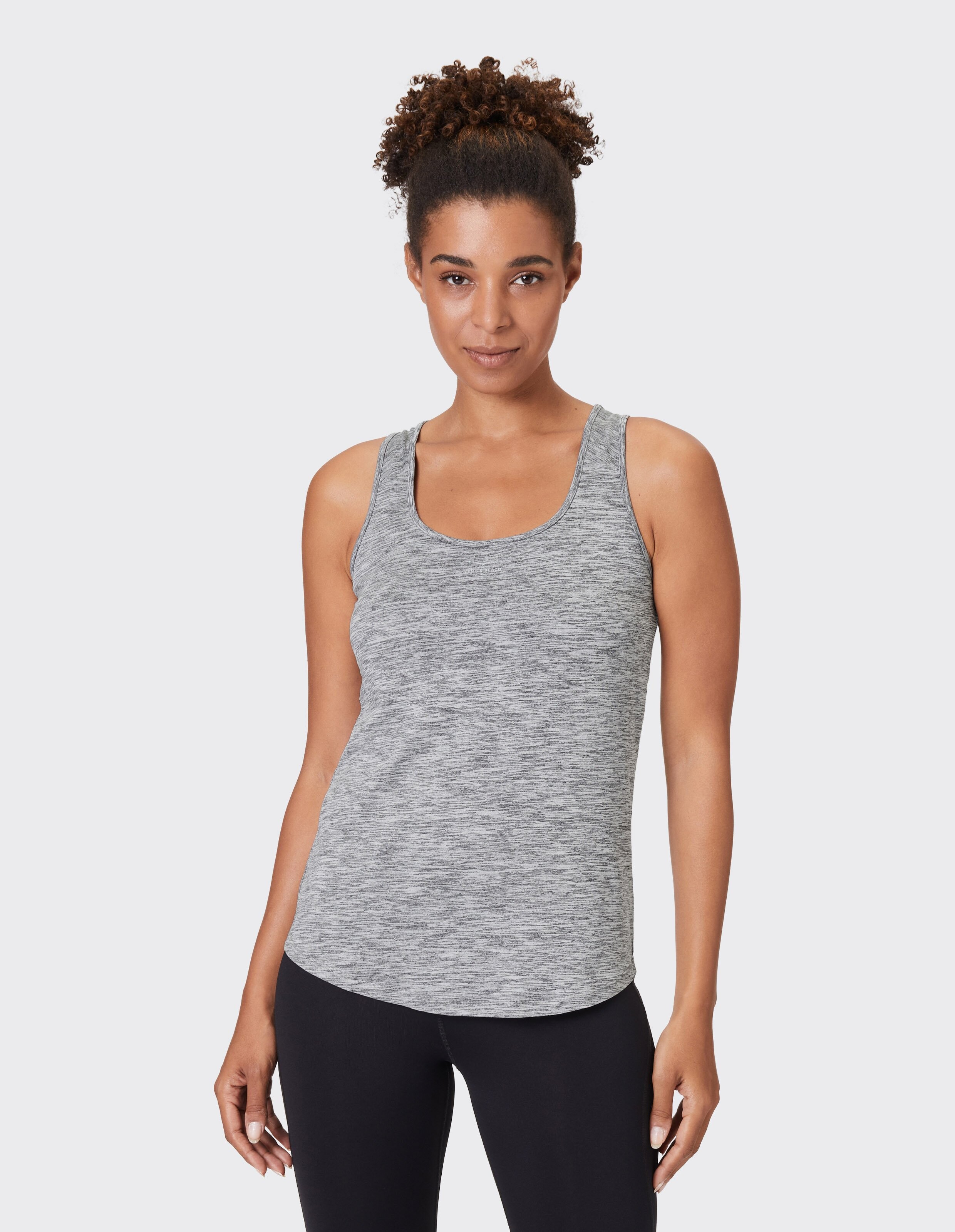 Graues Sport-Tanktop mit U-Ausschnitt, perfekt für Freizeitkleidung.