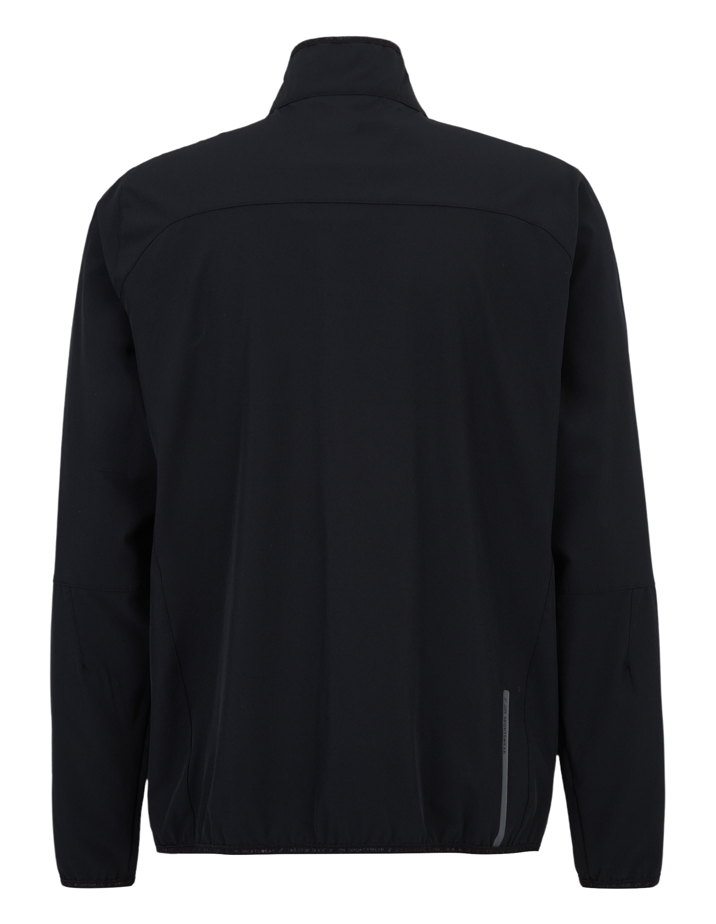 Rückansicht einer schwarzen leichten Jacke, perfekt für Freizeitkleidung und Outdoor-Aktivitäten.
