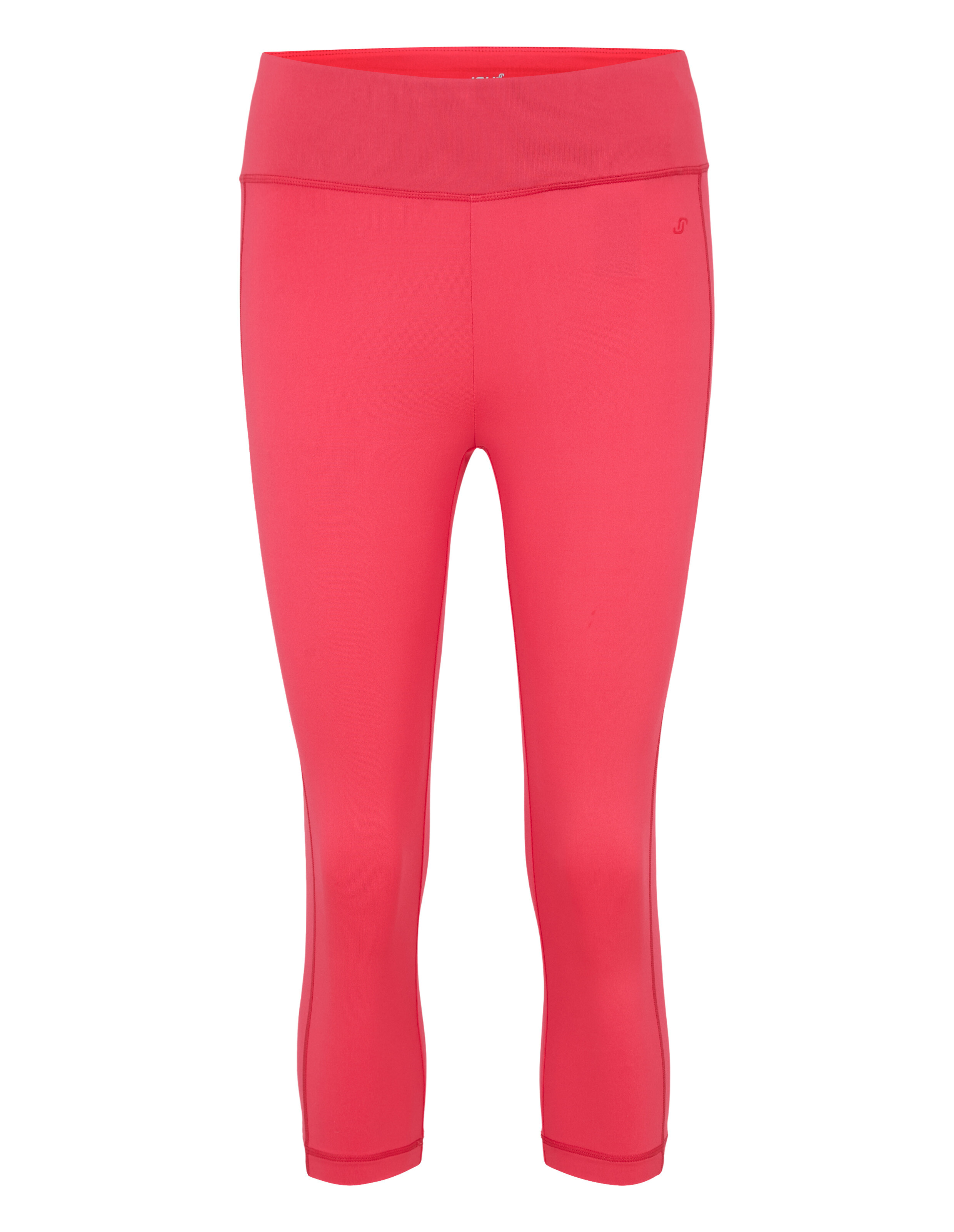 Rote 3/4-Hose mit einem diskreten Logo auf dem linken Bein und einem elastischen Bund.