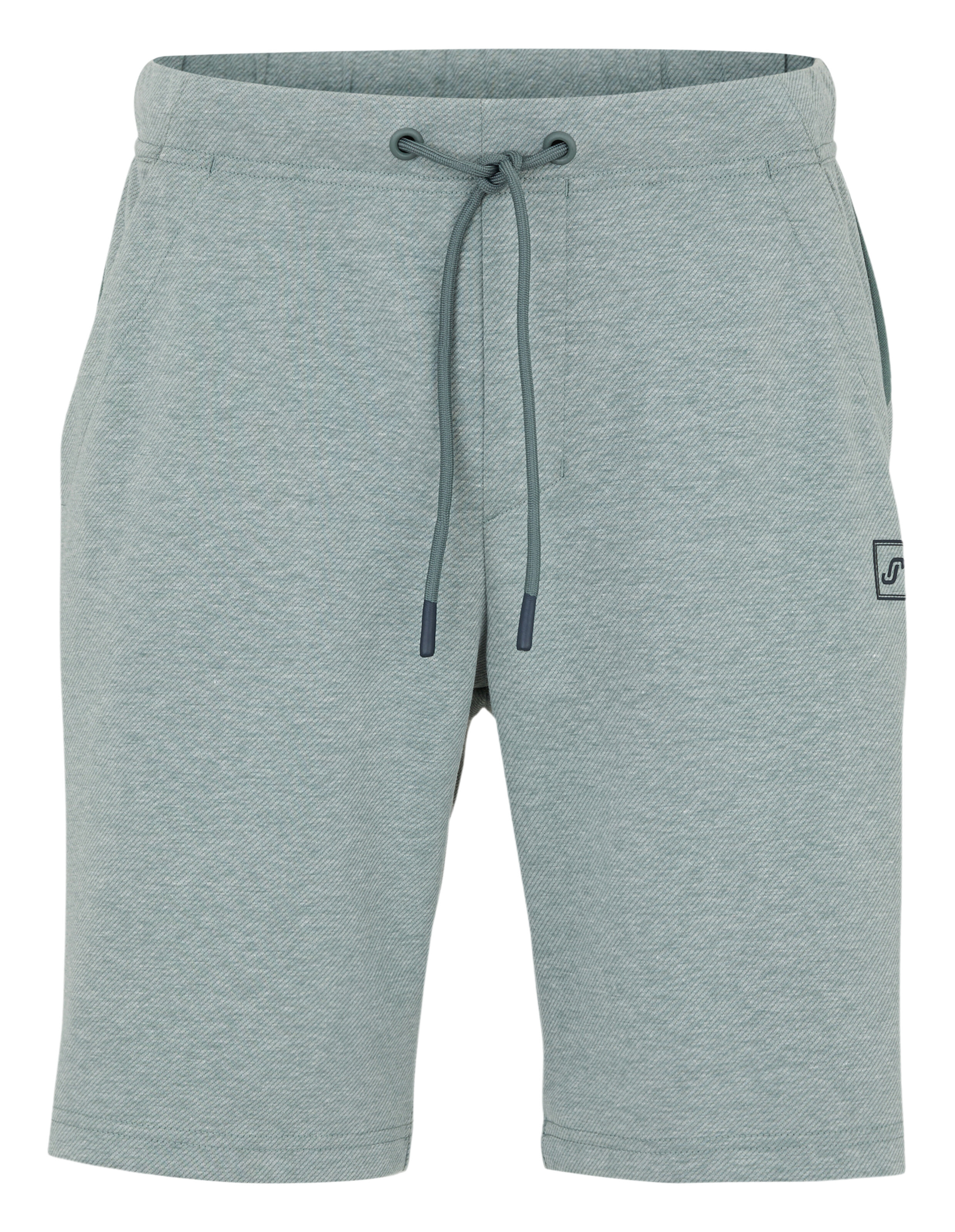 Hellblaue Shorts mit Kordelzug, schrägem Muster und dezenter Logo-Applikation.