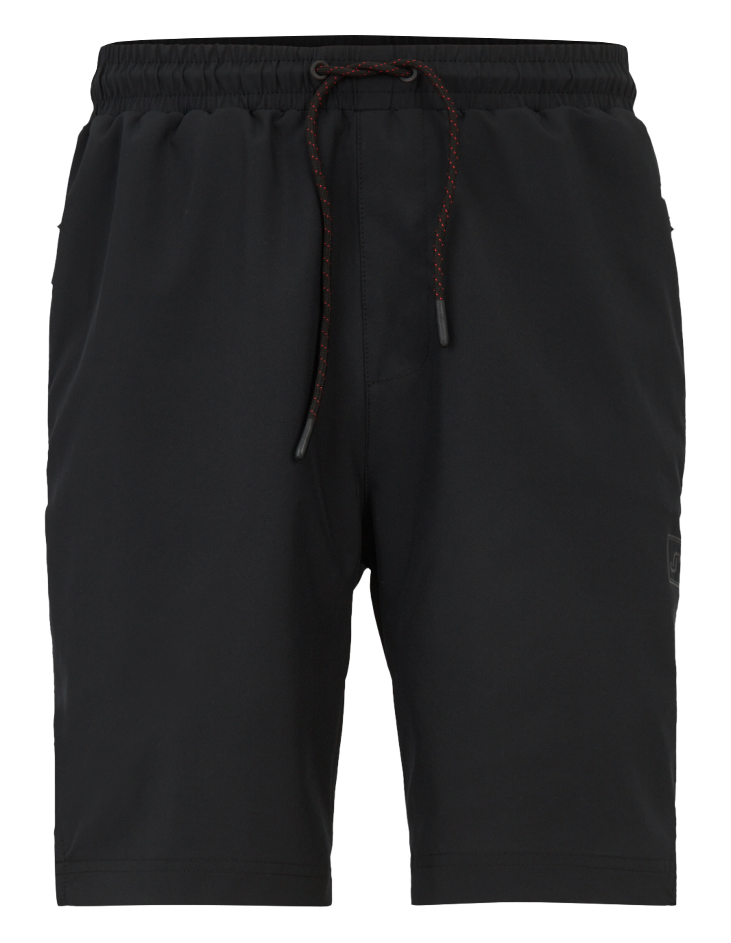 Schwarze, lässige Shorts mit elastischem Bund und Kordelzug, perfekt zum Entspannen.