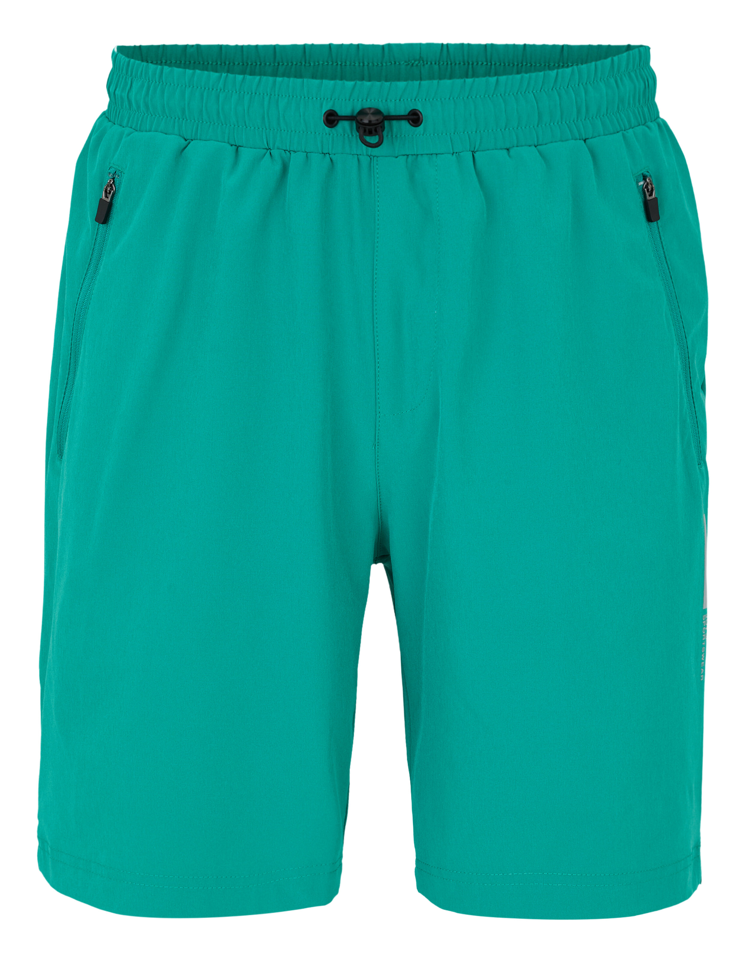Türkisfarbene Freizeitshorts mit elastischem Bund und Seitentaschen.