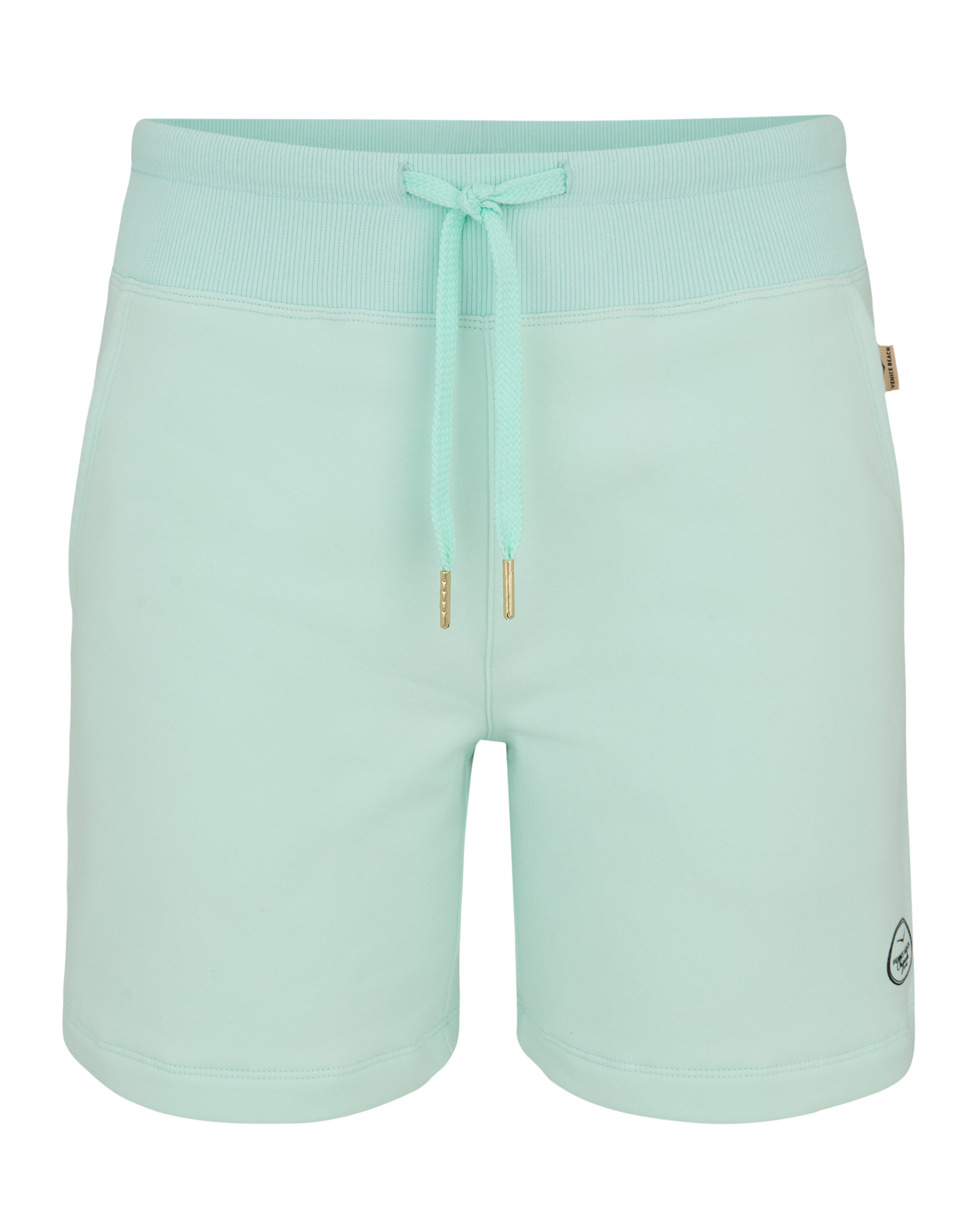 Mintgrüne, lässige Lounge-Shorts mit Kordelzug in der Taille und bequemer Passform.