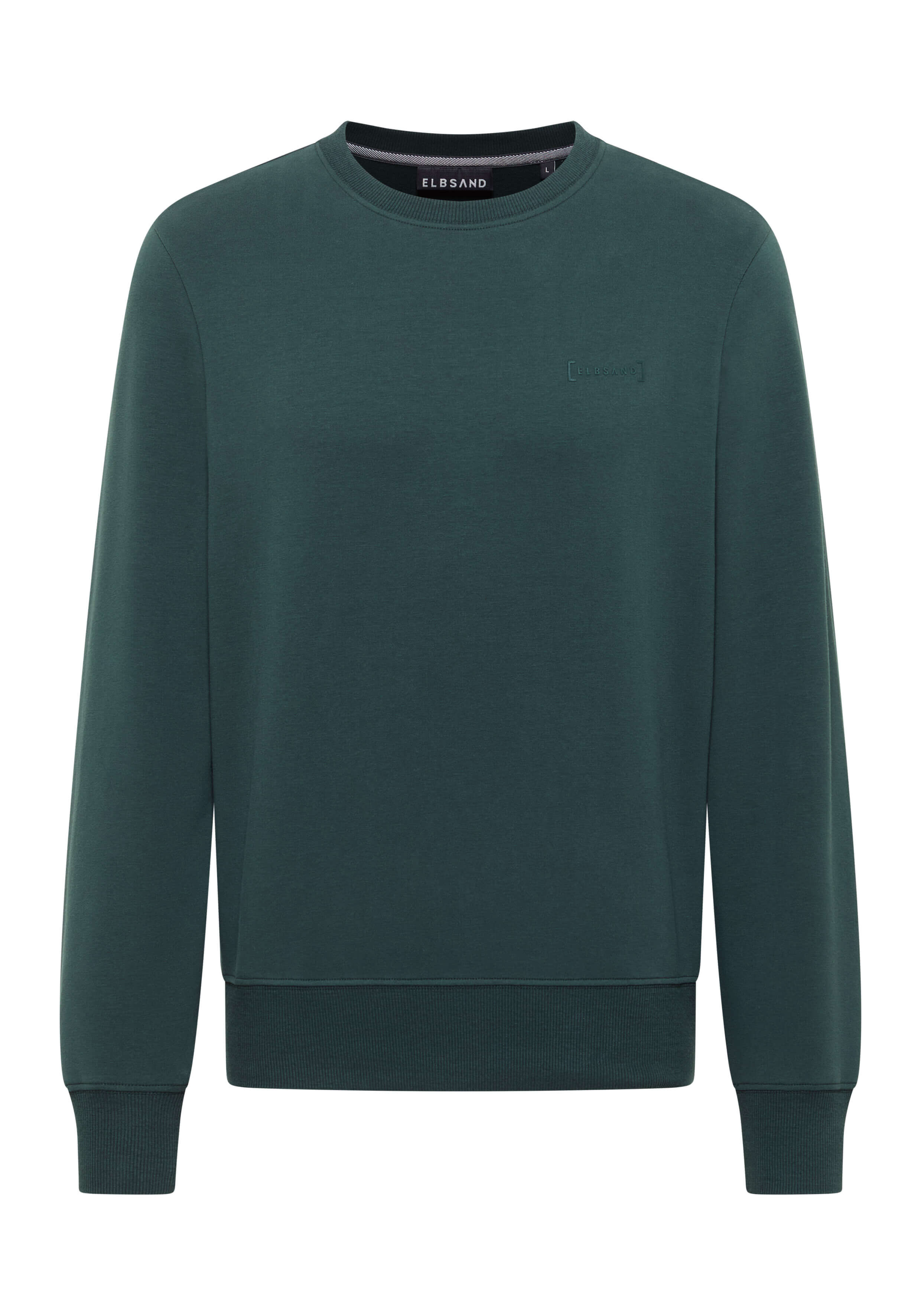 Dunkelgrünes, lässiges Sweatshirt mit gerippten Bündchen und Rundhalsausschnitt.