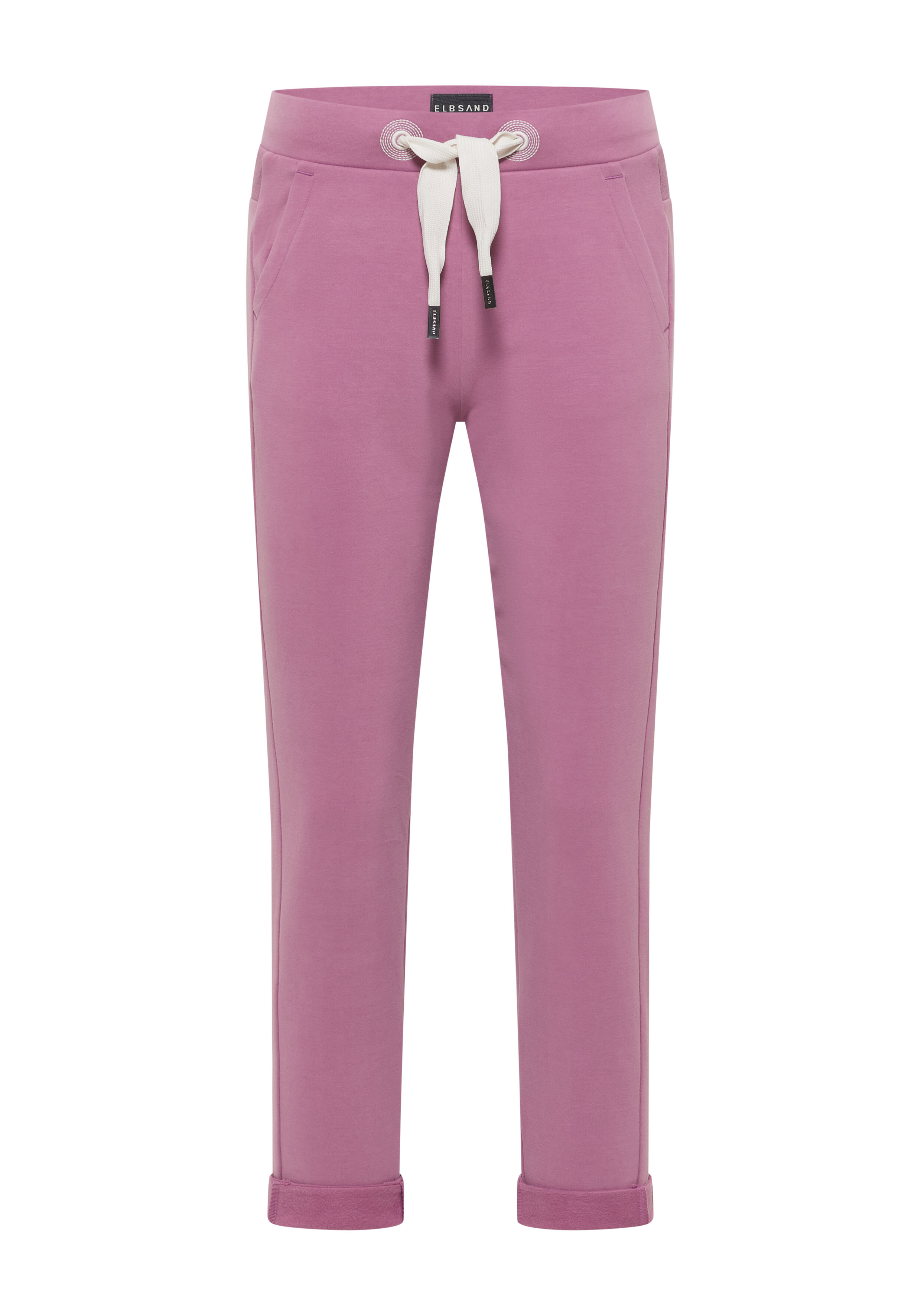 Lässige Jogginghose von Elbsand in Mauve mit Kordelzug in der Taille und Bündchen an den Säumen.