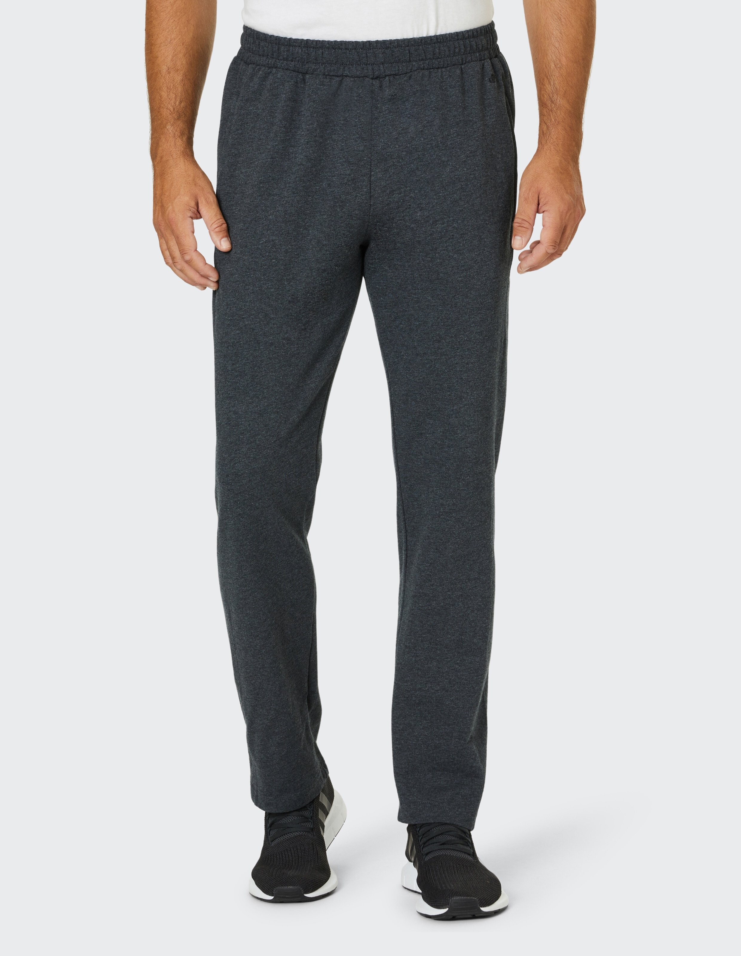 Dunkelgraue Jogginghose aus weichem Stoff mit elastischem Bund, ideal für gemütliche Freizeitkleidung.