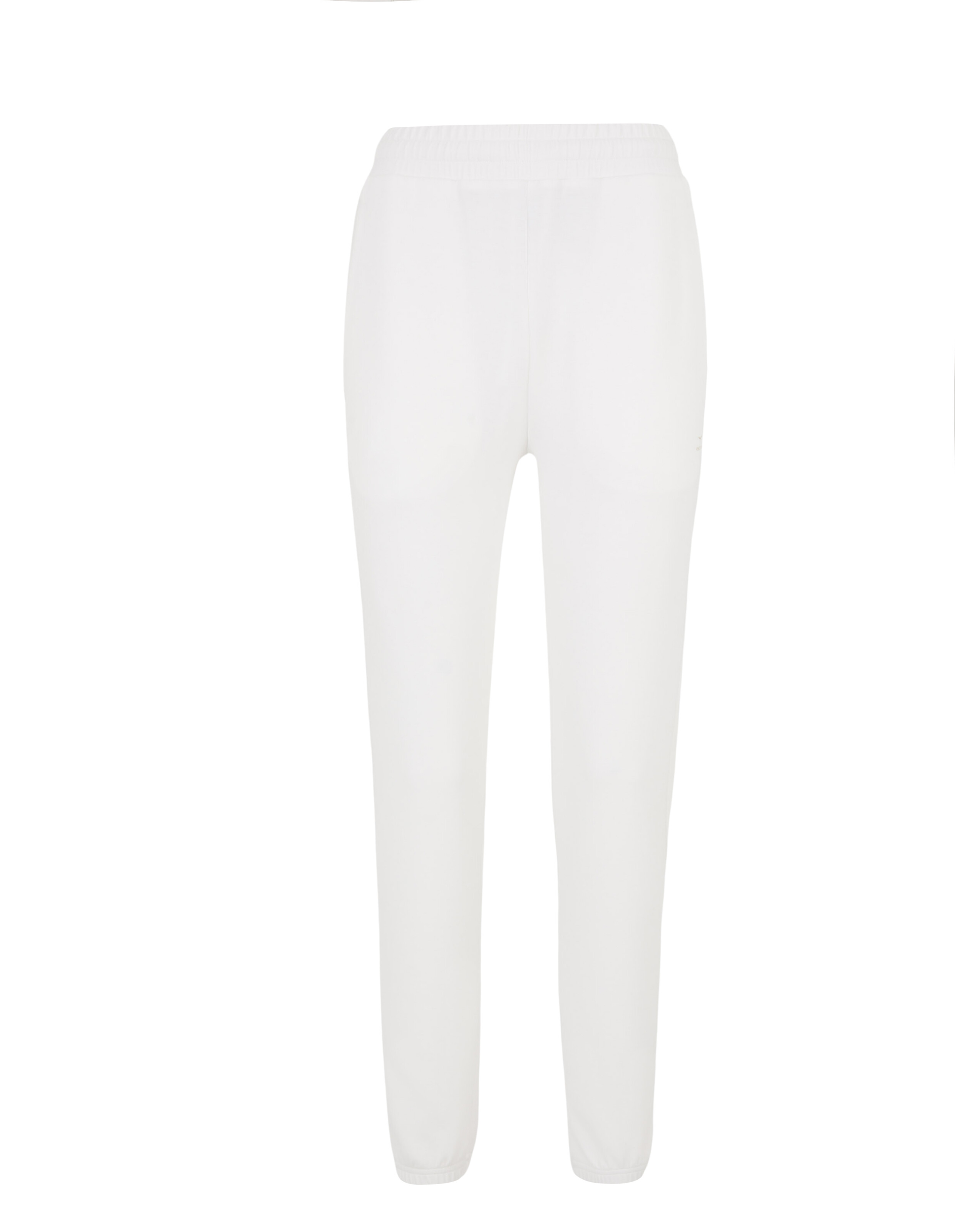 Weiße, lässige Jogginghose mit elastischem Bund, perfekt zum Faulenzen oder für Freizeitausflüge.