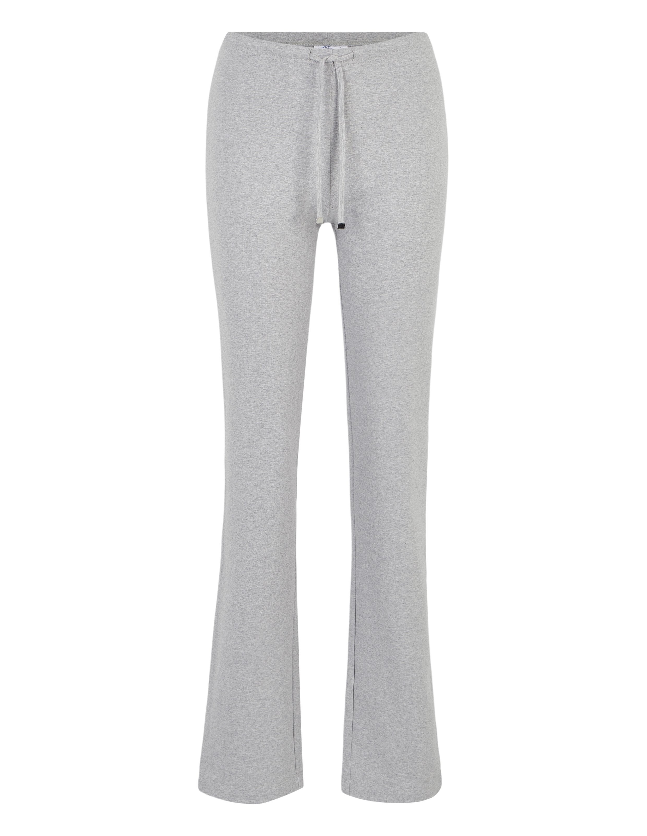 Graue Jogginghose mit Kordelzug am Bund, gerade geschnitten, aus weichem Stoff, ideal für Freizeit und Sport.