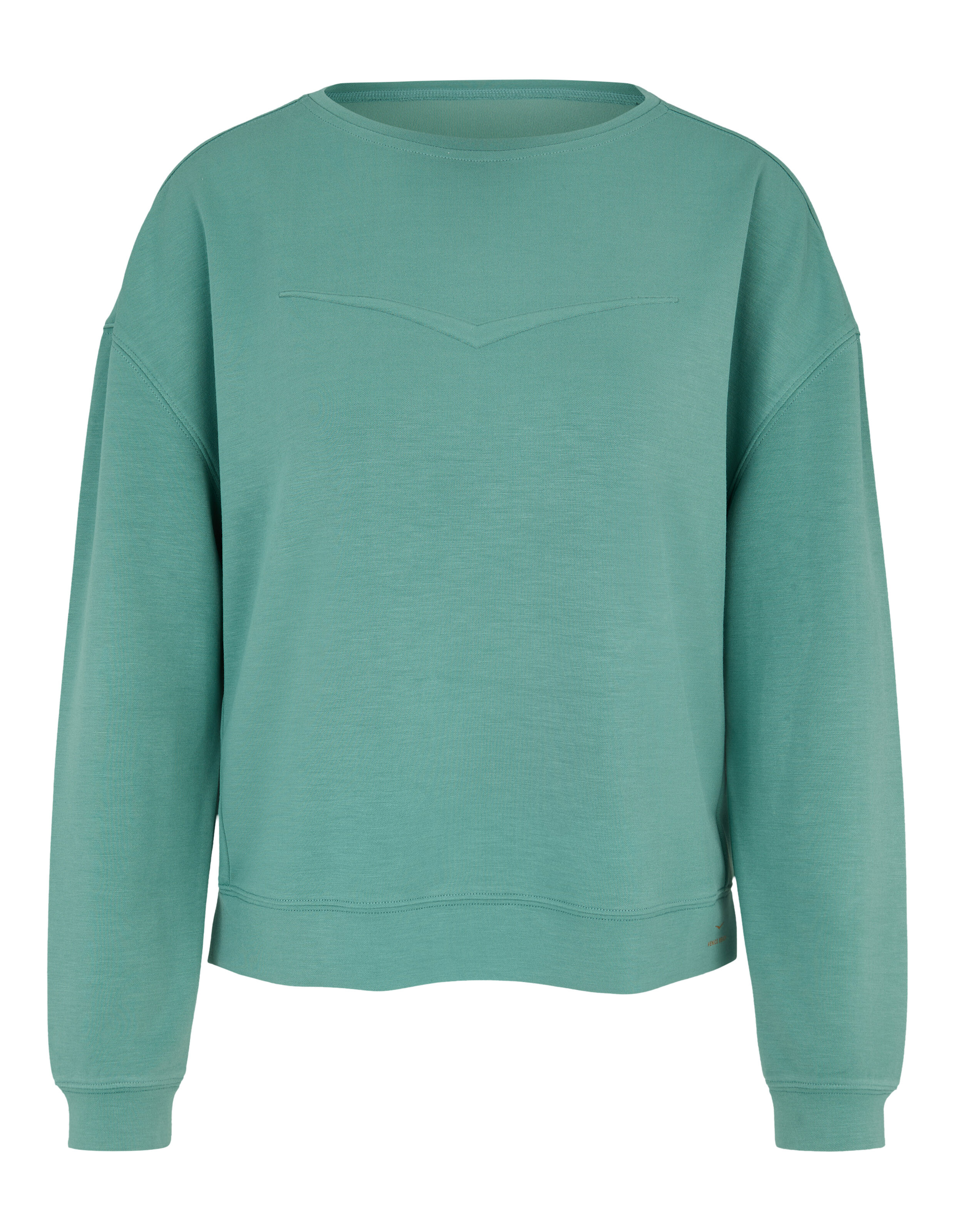 Kuscheliges salbeigrünes Freizeit-Sweatshirt mit langen Ärmeln und dezenter Brustnaht.