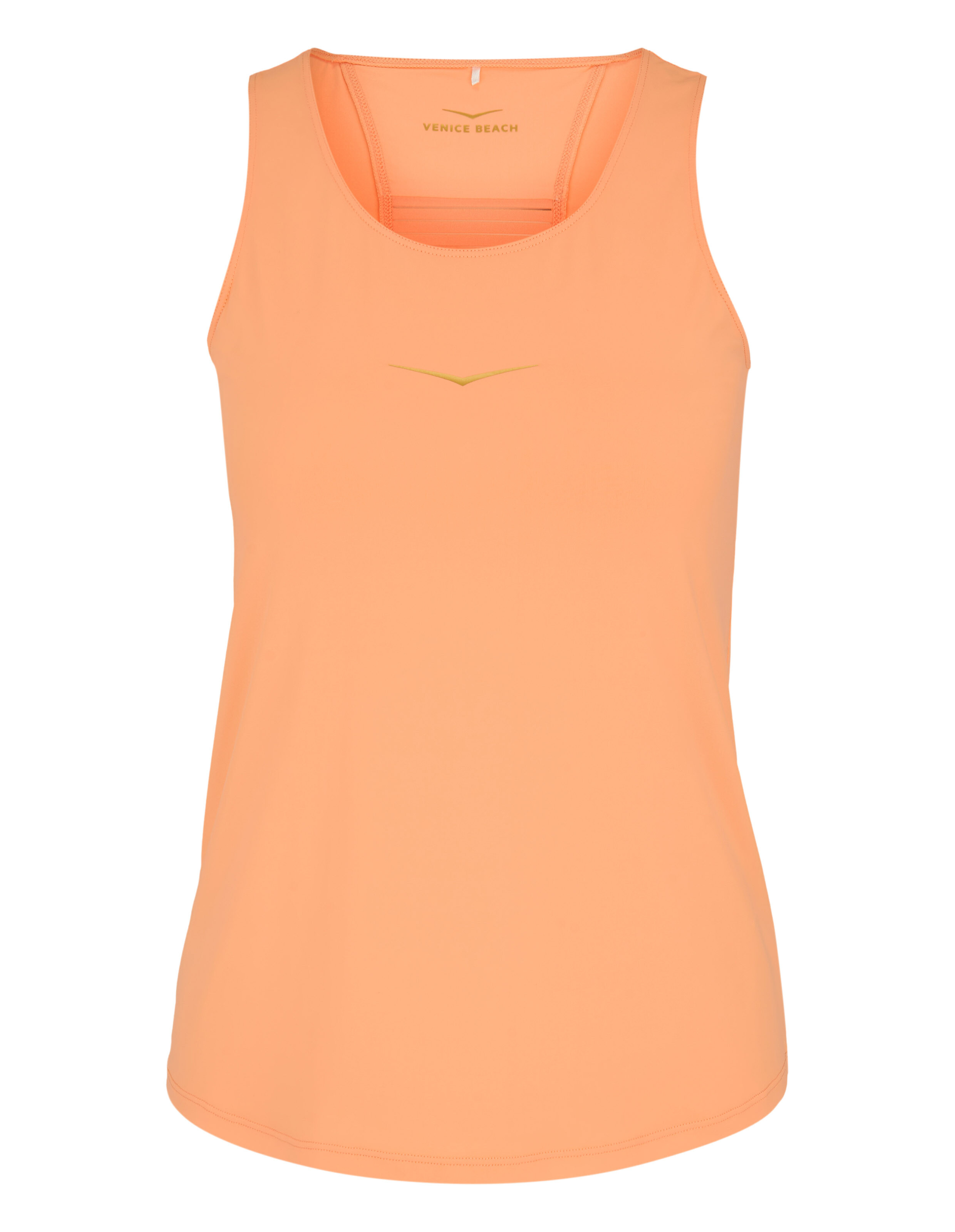 Hellorangefarbenes Tanktop mit elegantem Design, ideal für Freizeitkleidung oder Workouts.
