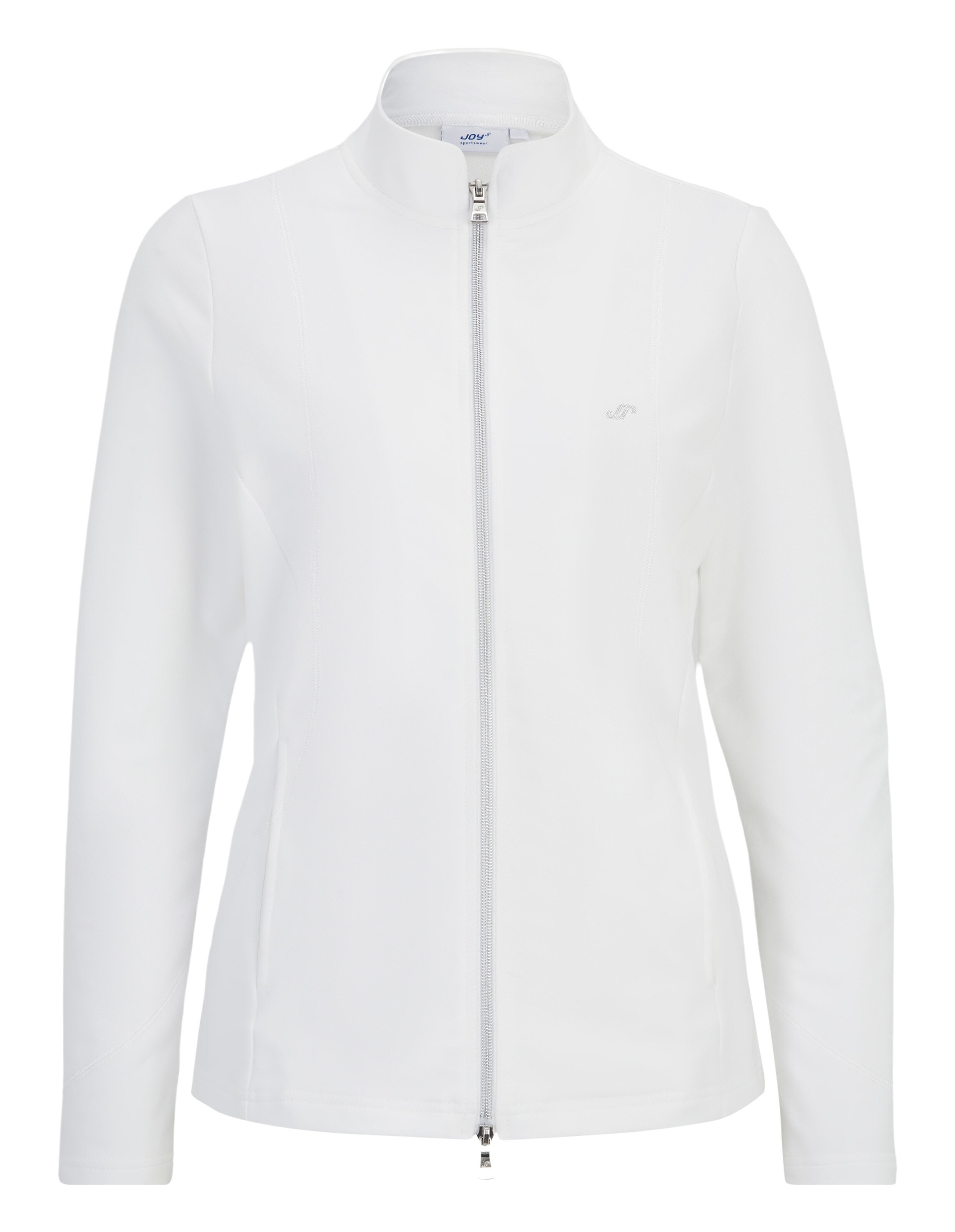 Weiße Jacke mit Reißverschluss und elegantem Design, perfekt für Freizeitkleidung.
