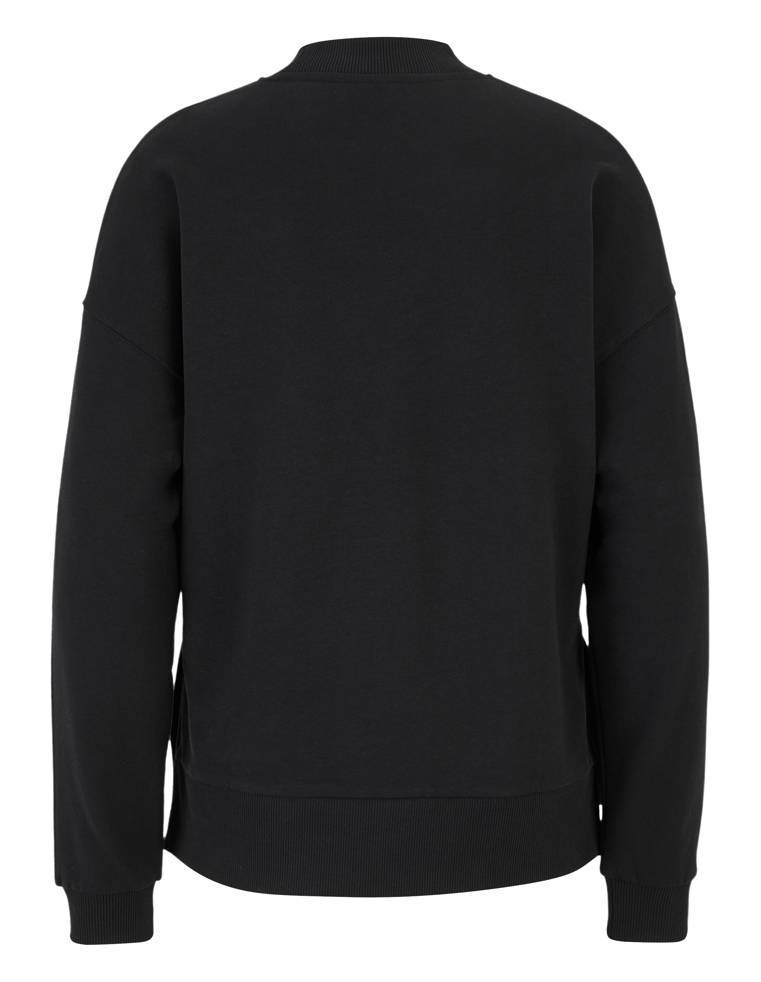 Rückansicht eines schwarzen Venice Beach Aislinn-Sweatshirts mit gerippten Bündchen und Saum.