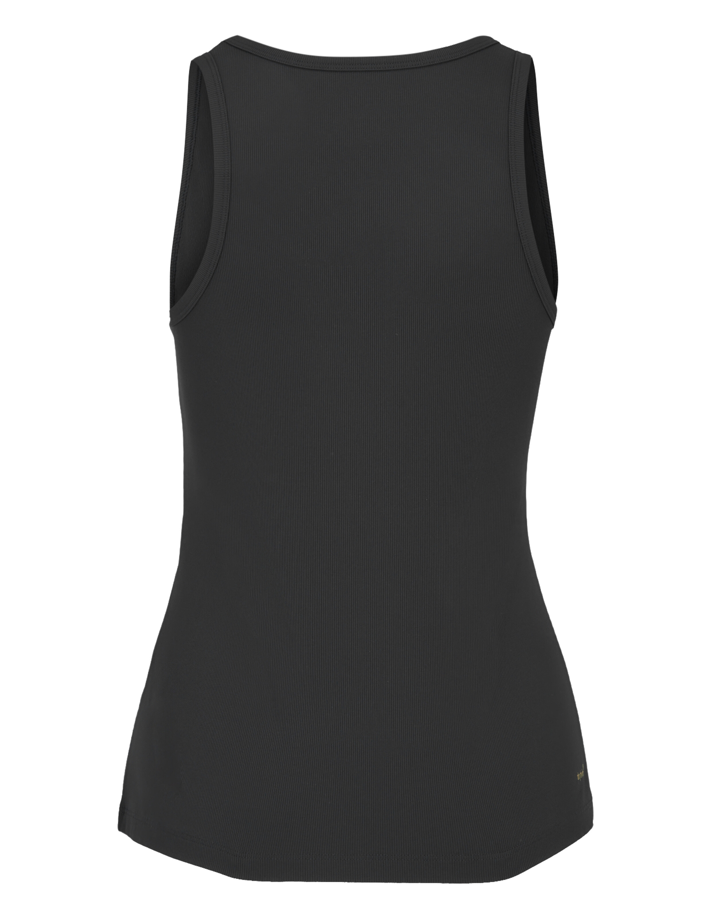 Schwarzes, geripptes Tanktop mit klassischem Schnitt, perfekt für die Freizeit.