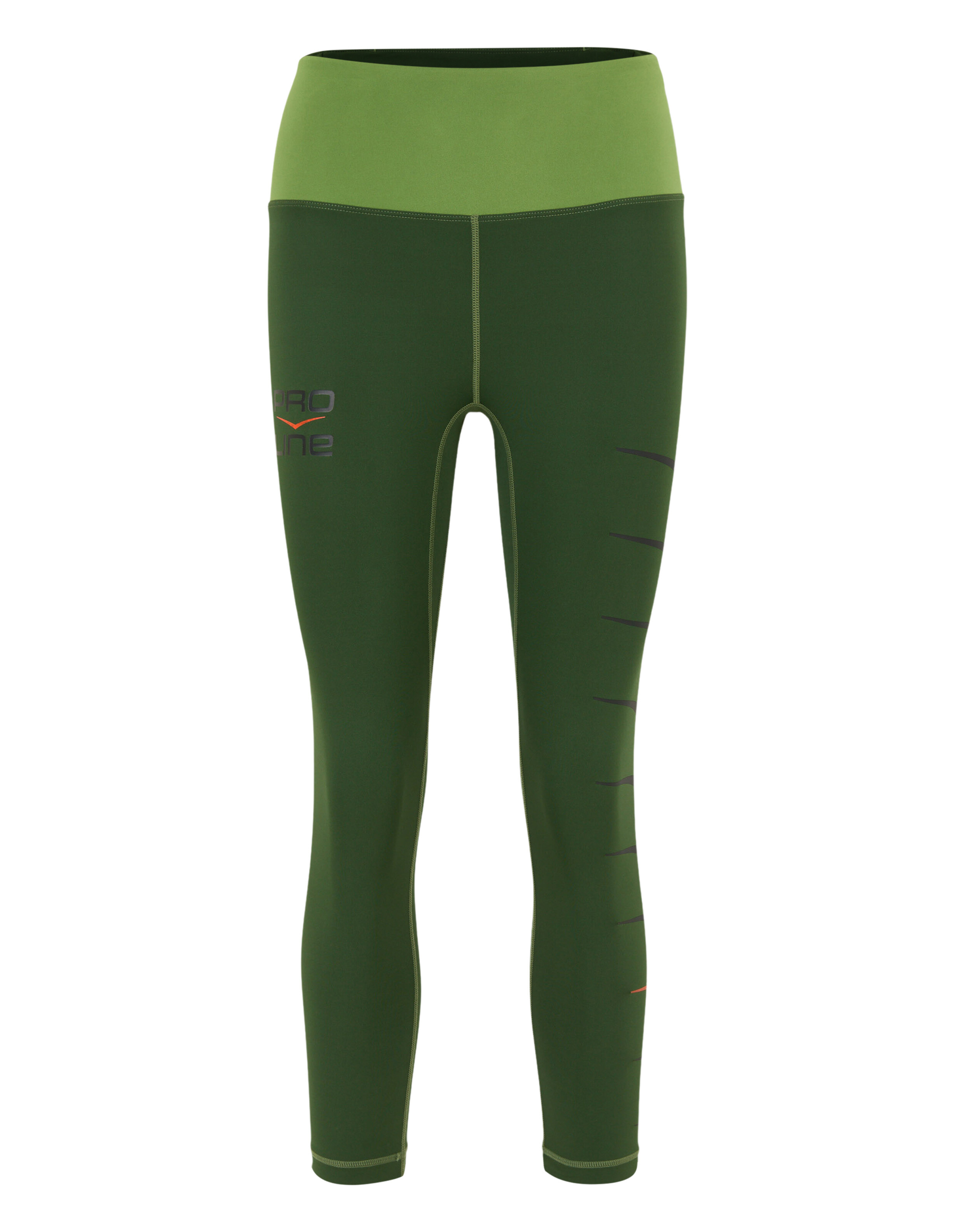 Stilvolle grüne Leggings mit hohem Bund und dezenten Seitenstreifen, perfekt für Freizeitkleidung oder Workouts.