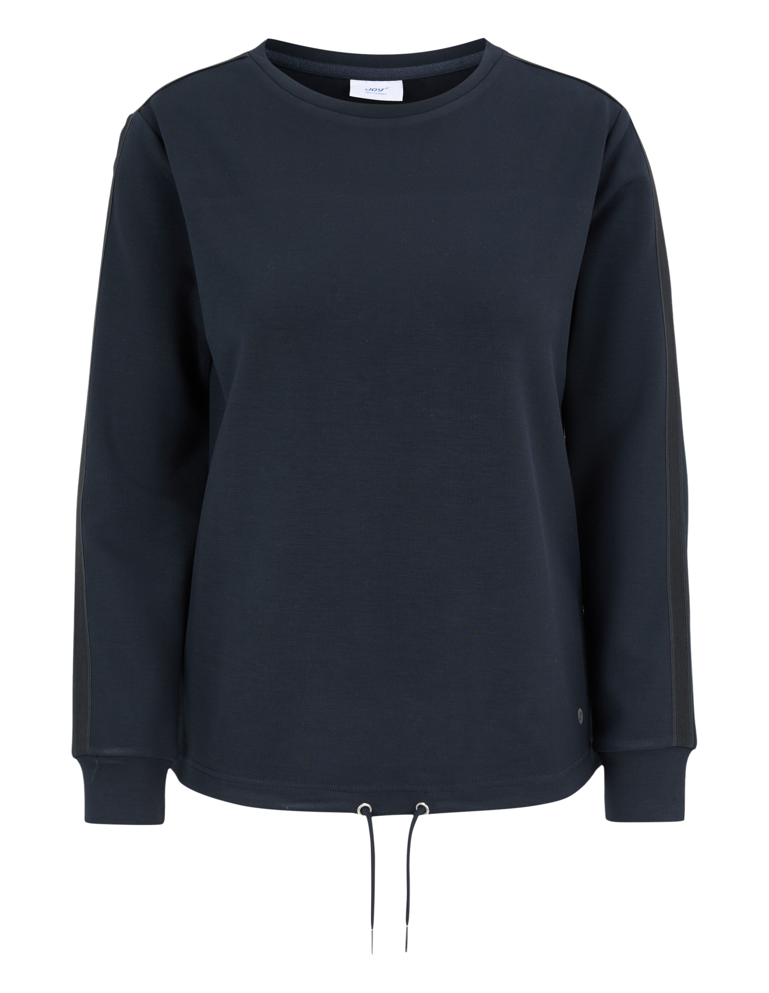 Gemütliches marineblaues Freizeit-Sweatshirt mit Rundhalsausschnitt und verstellbarem Kordelzug am Saum für eine entspannte Passform.