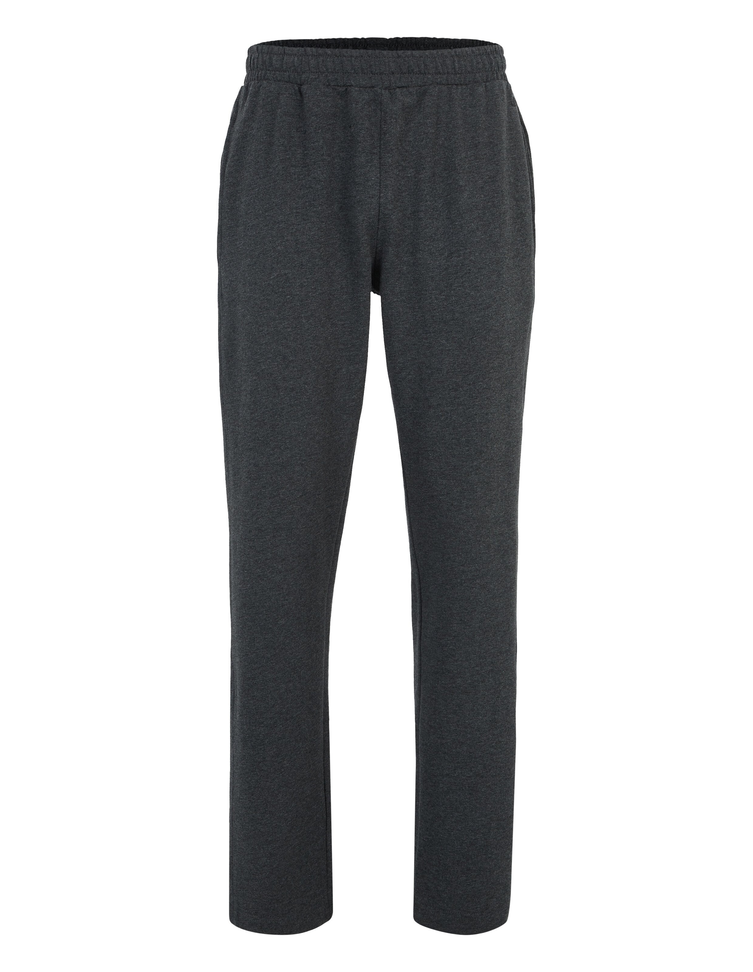 Dunkelgraue Jogginghose aus weichem Stoff mit elastischem Bund, ideal für gemütliche Freizeitkleidung.