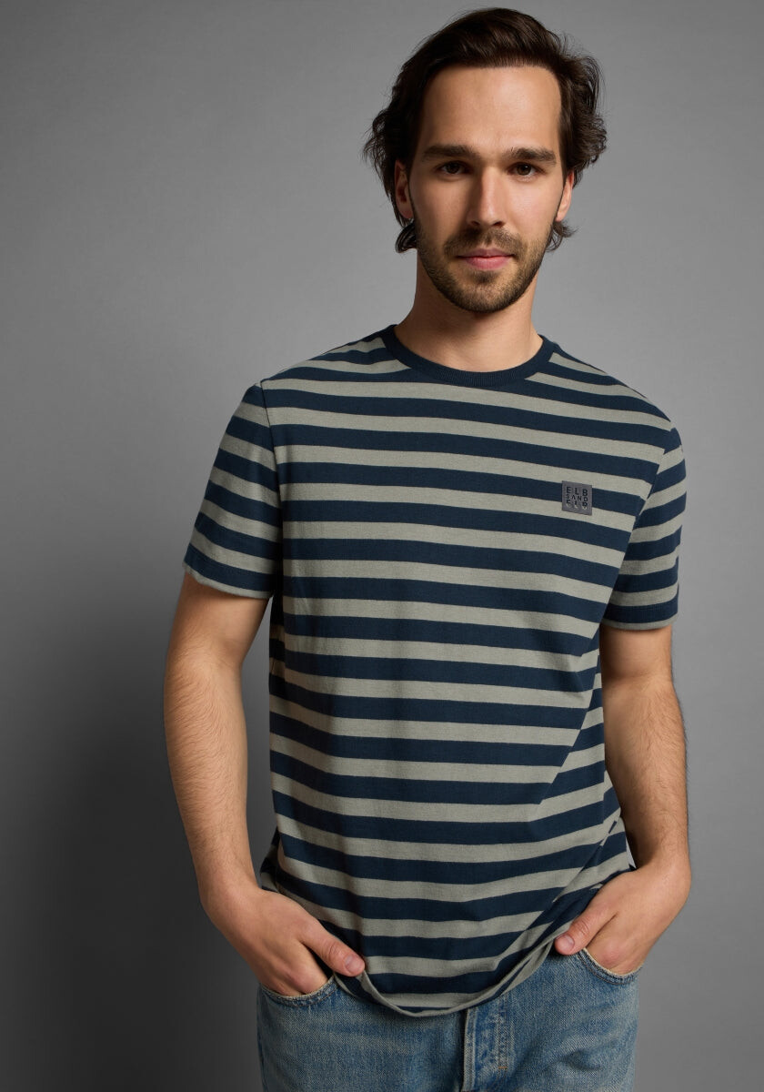 Noe T-Shirt loose fit von Elbsand in Midnight + Stone STRIPE