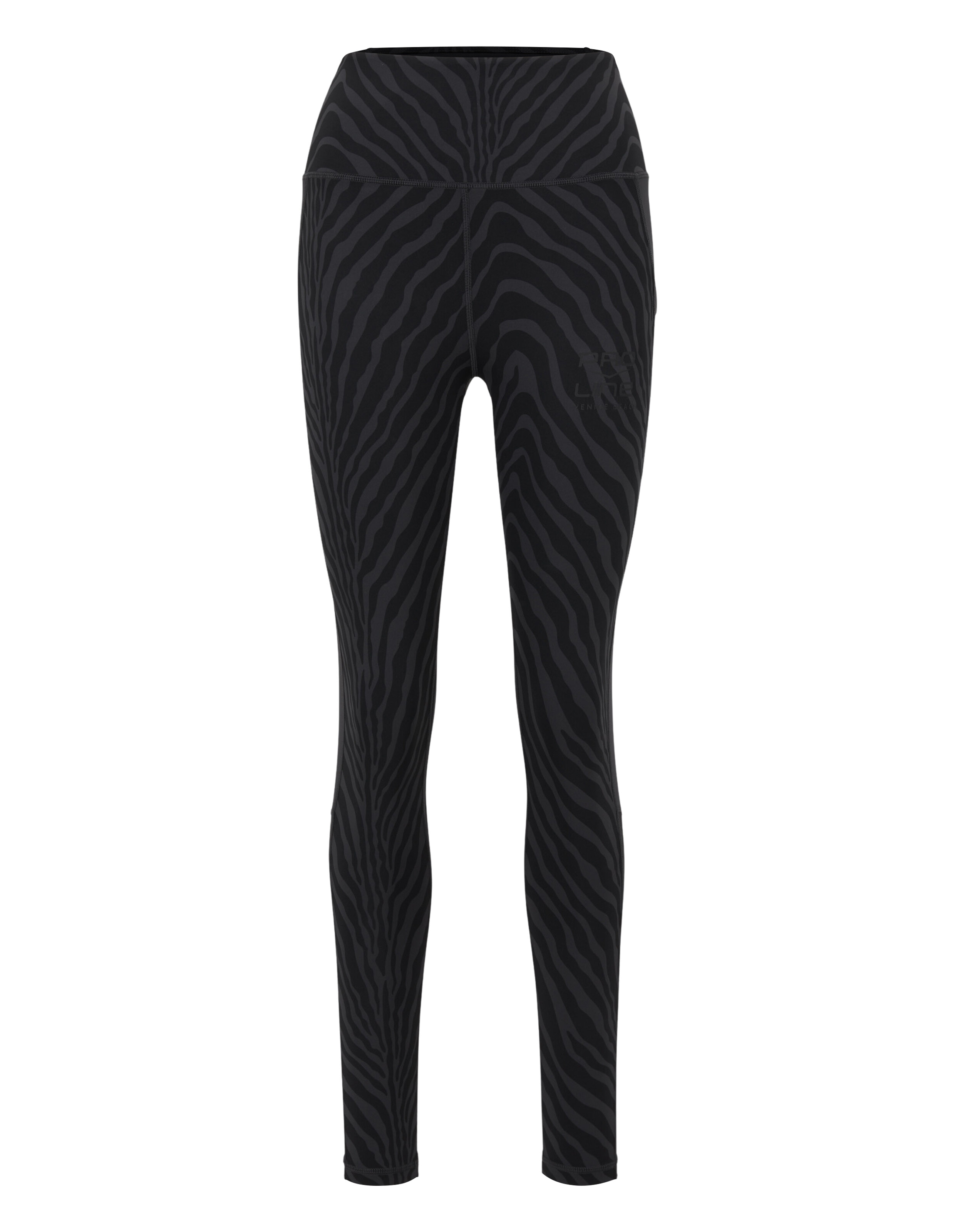 Schwarze Leggings mit Zebramuster und hoher Taille für lässigen Komfort.