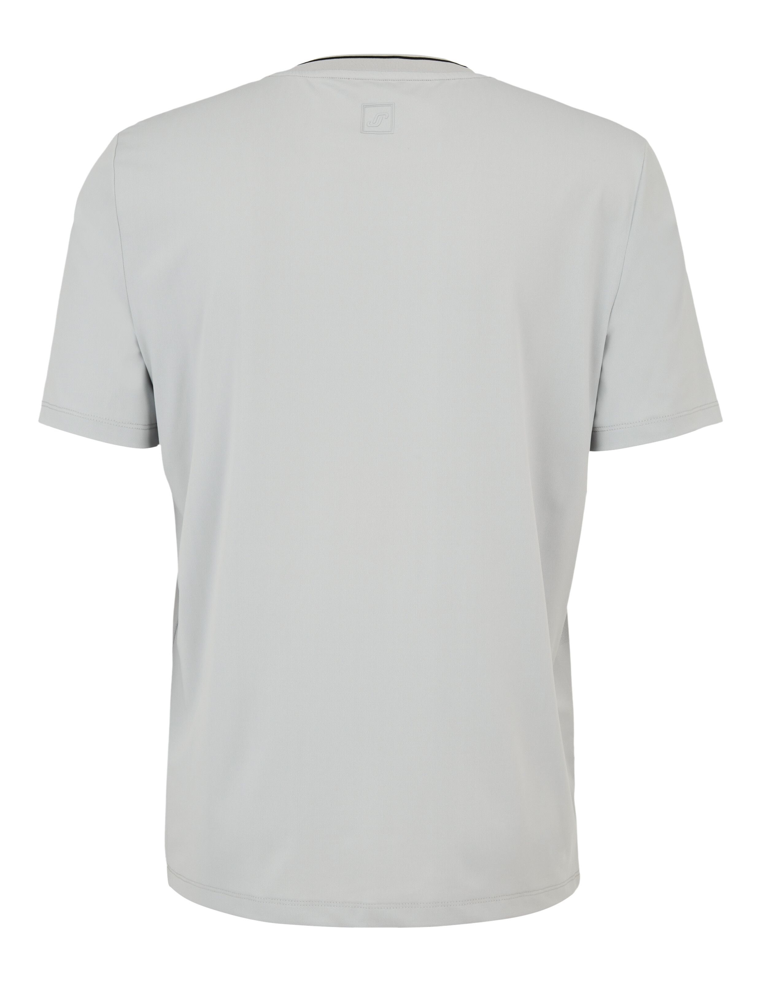 Rückansicht eines hellgrauen ELBSAND-Freizeit-T-Shirts mit kleinem Logo-Detail.