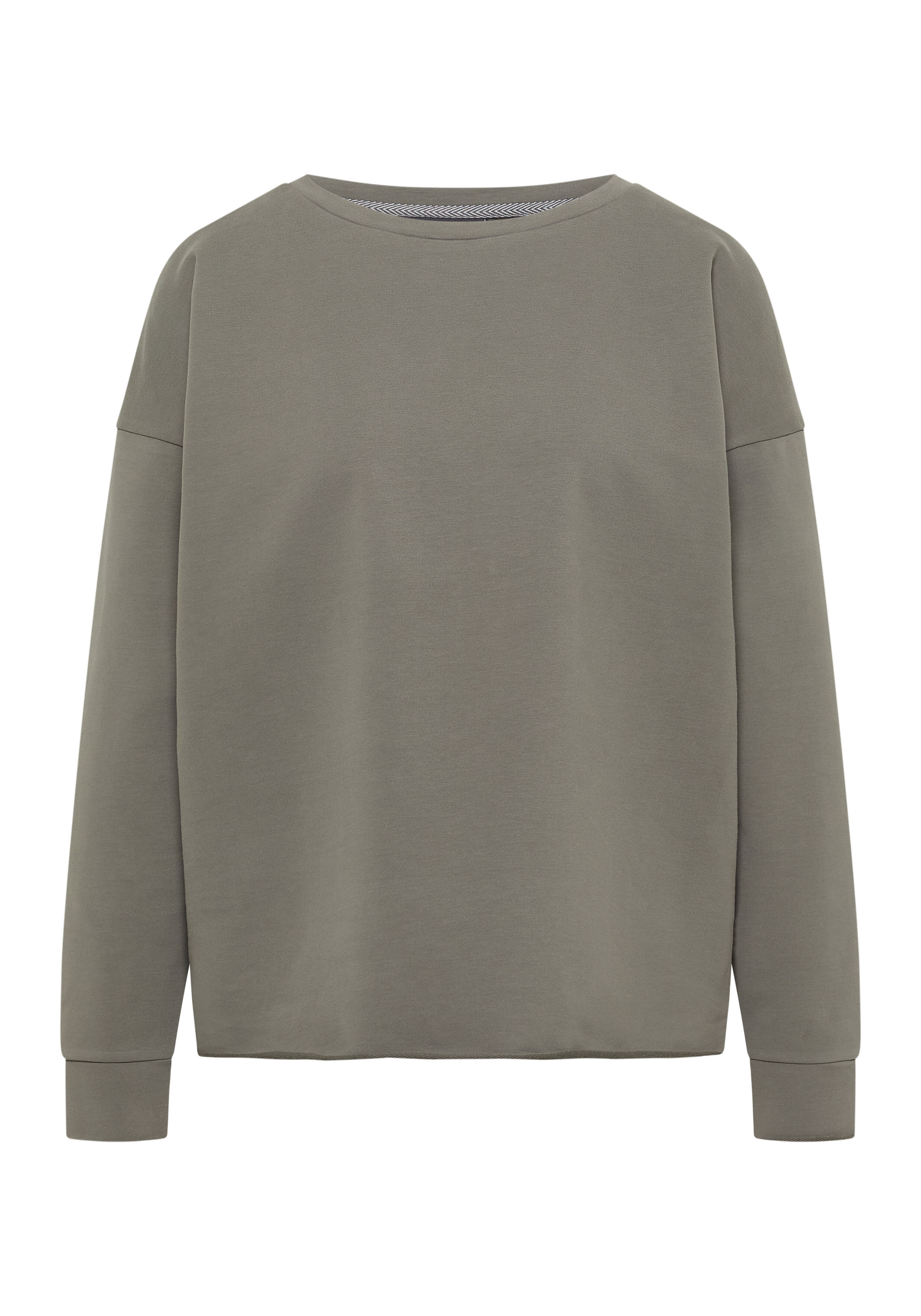Kuscheliges olivgrünes Langarm-Sweatshirt mit entspannter Passform für lässige Lounge-Kleidung.