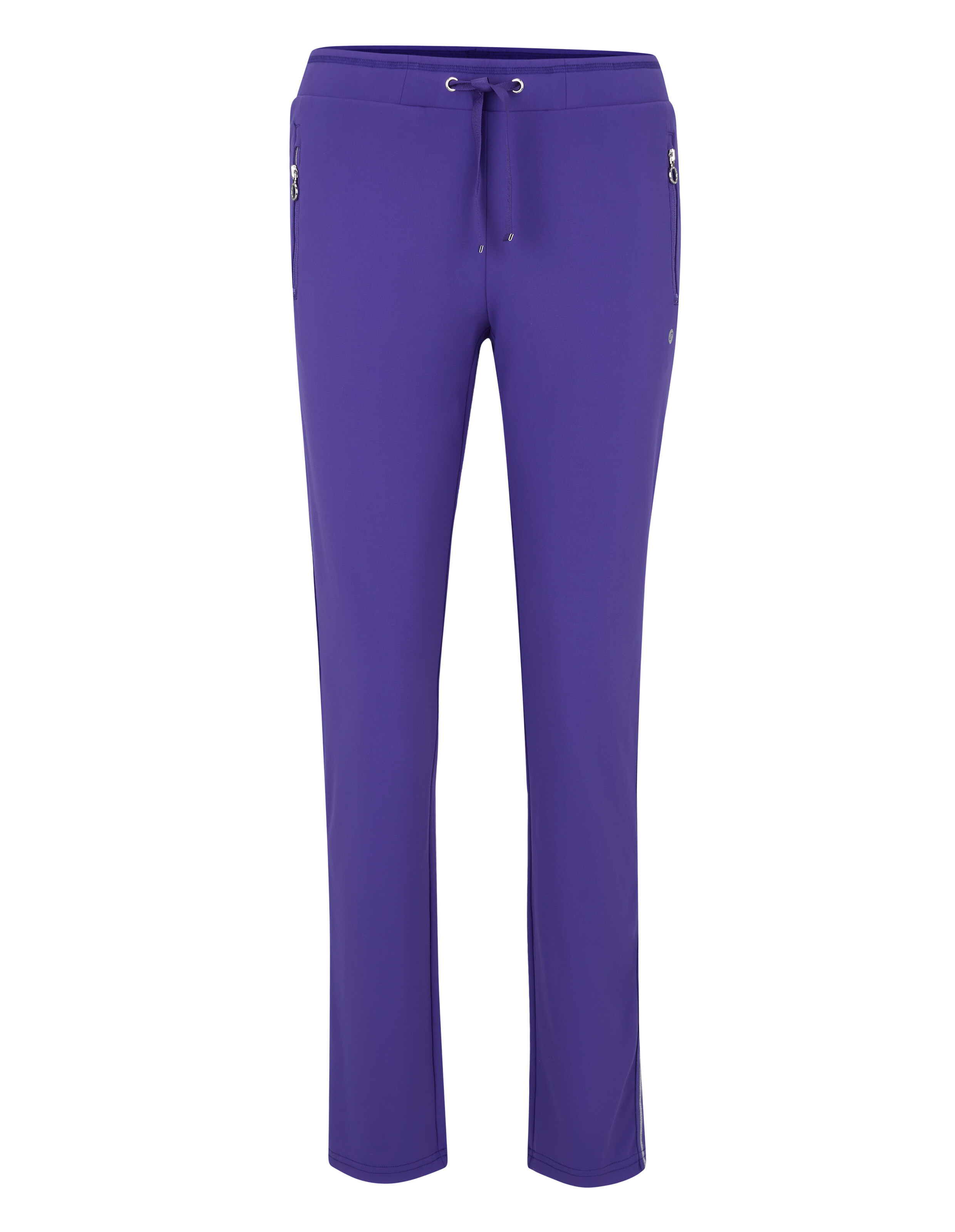 Lila Freizeithose mit Kordelzug in der Taille und Seitentaschen für mehr Komfort.