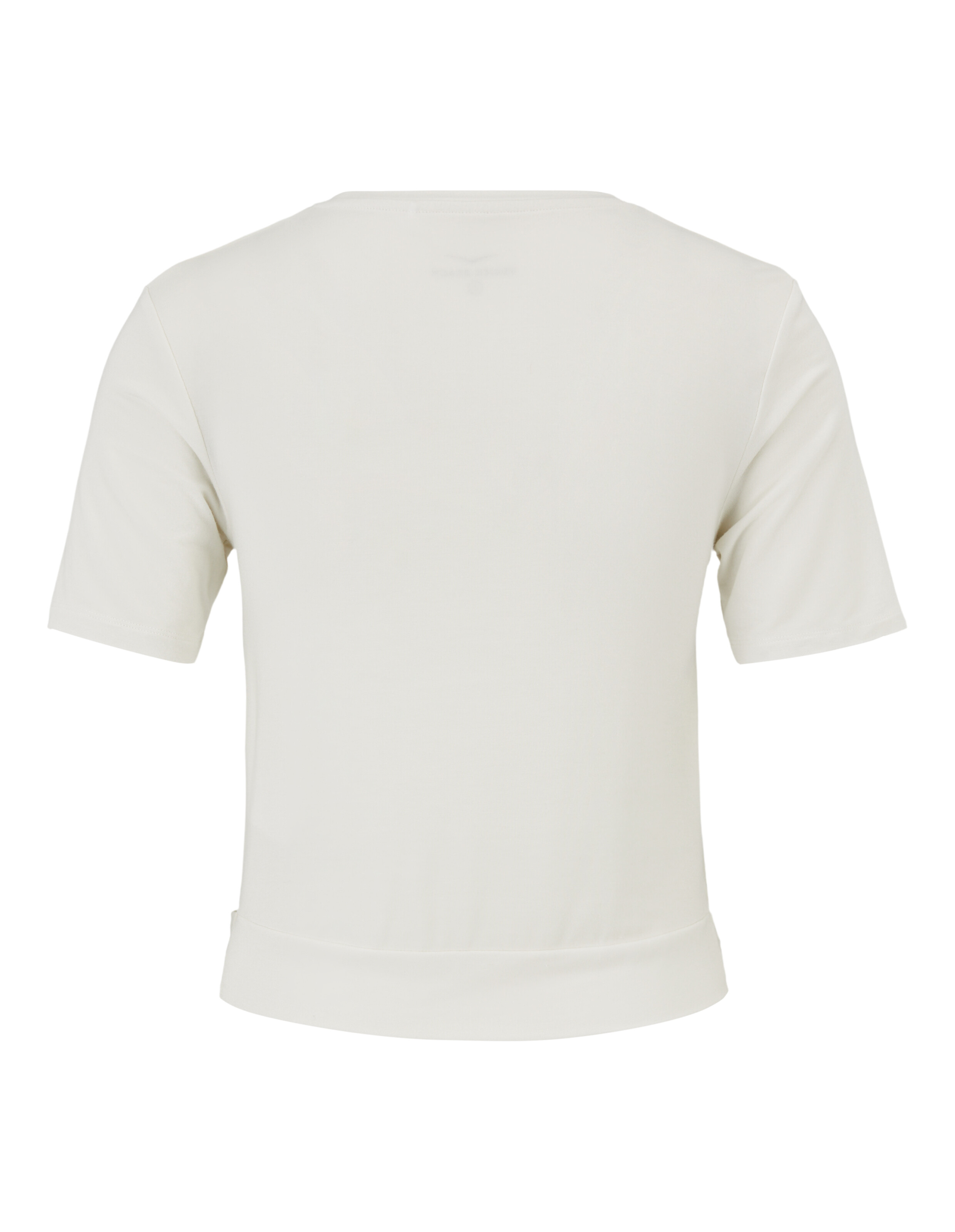 Hellbeiges, kurzes T-Shirt mit kurzen Ärmeln, perfekt für die Freizeit.
