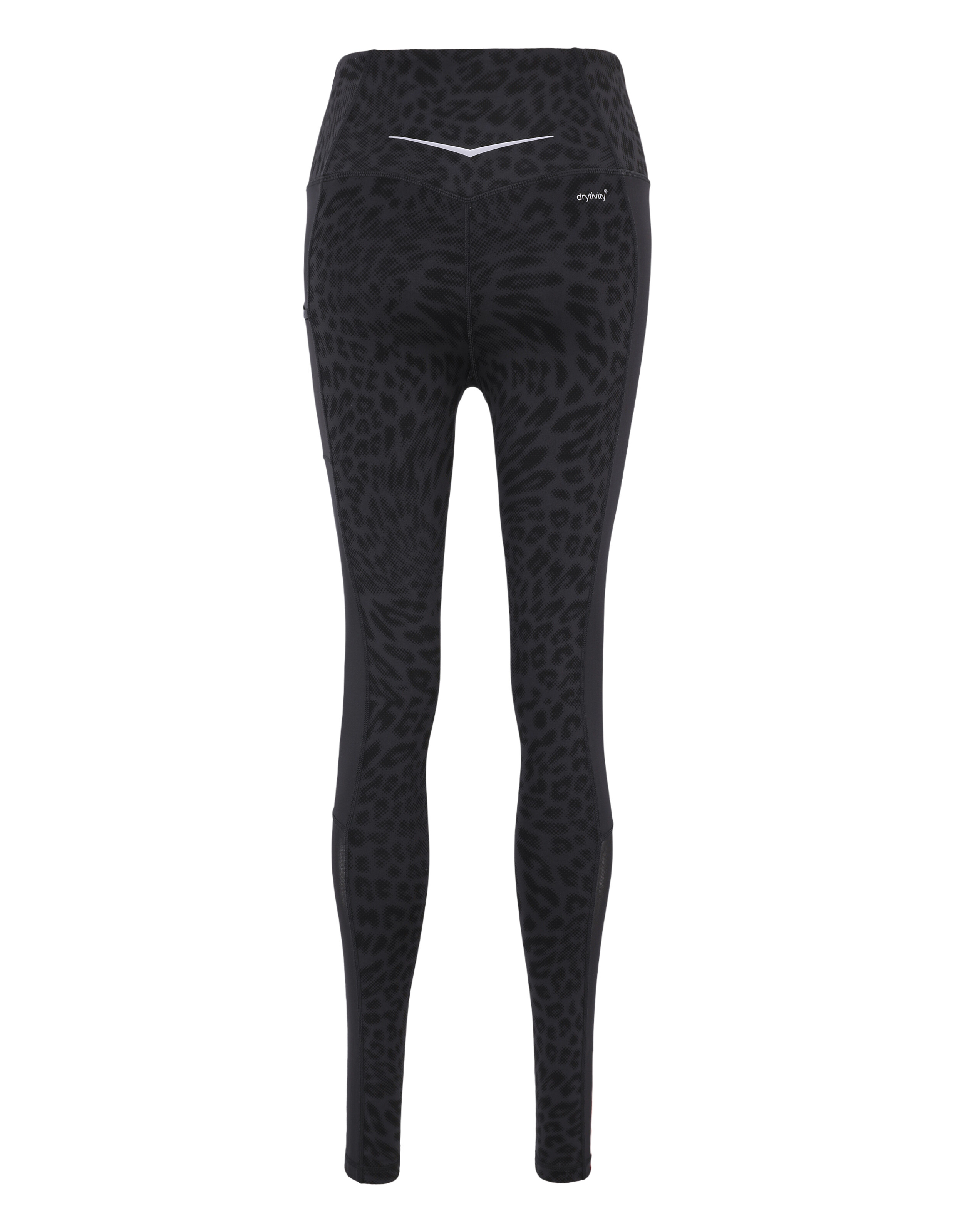 Schwarze Leggings mit Leopardenmuster, hoher Taille und elegantem Design.