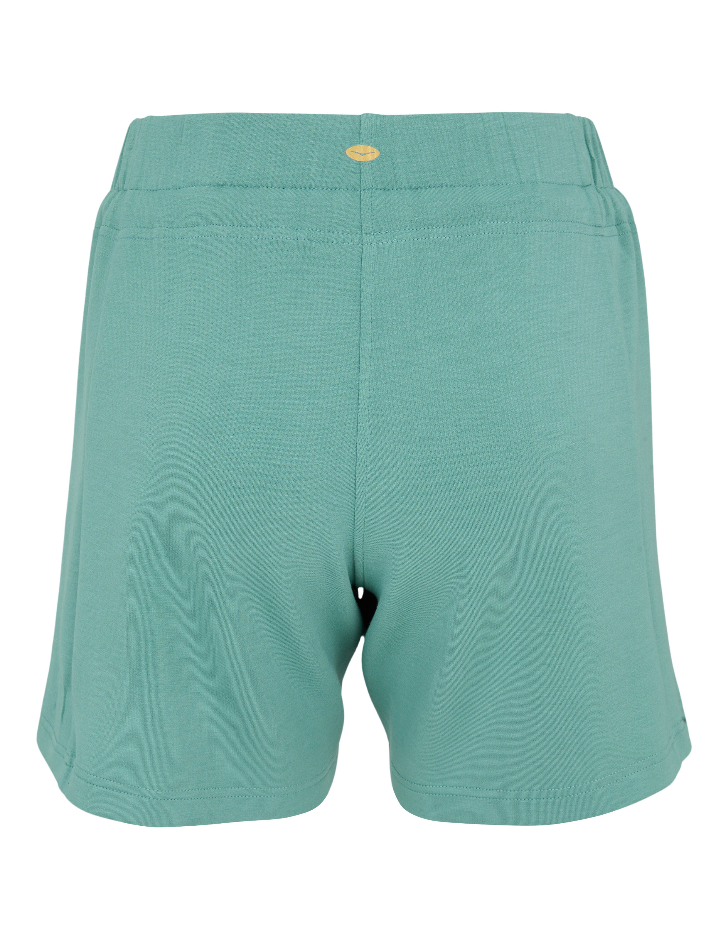 Rückansicht der Hayley-Shorts von Venice Beach in Blaugrün mit bequemem elastischem Bund.