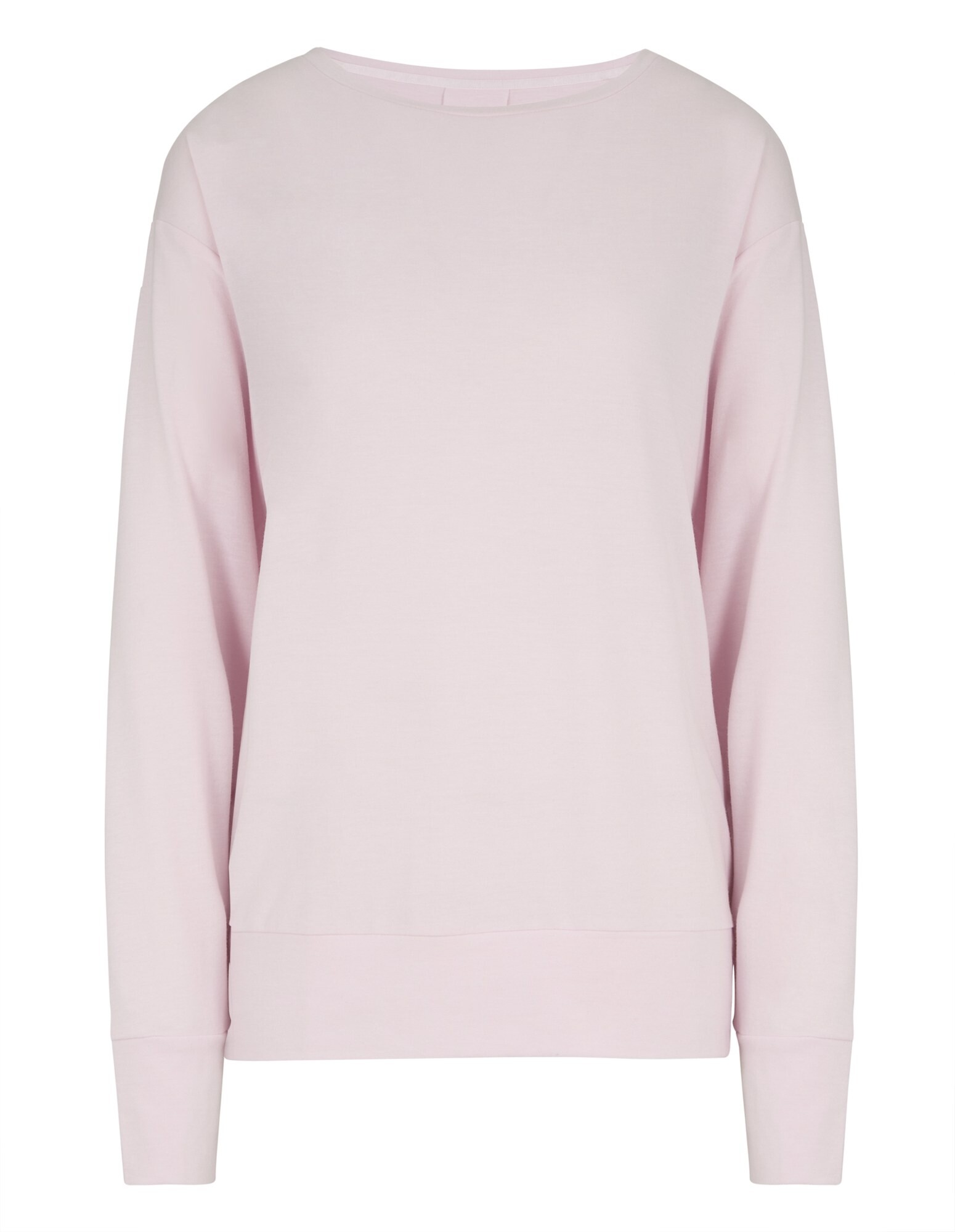 Hellrosa Langarm-Sweatshirt mit entspannter Passform und Rundhalsausschnitt.