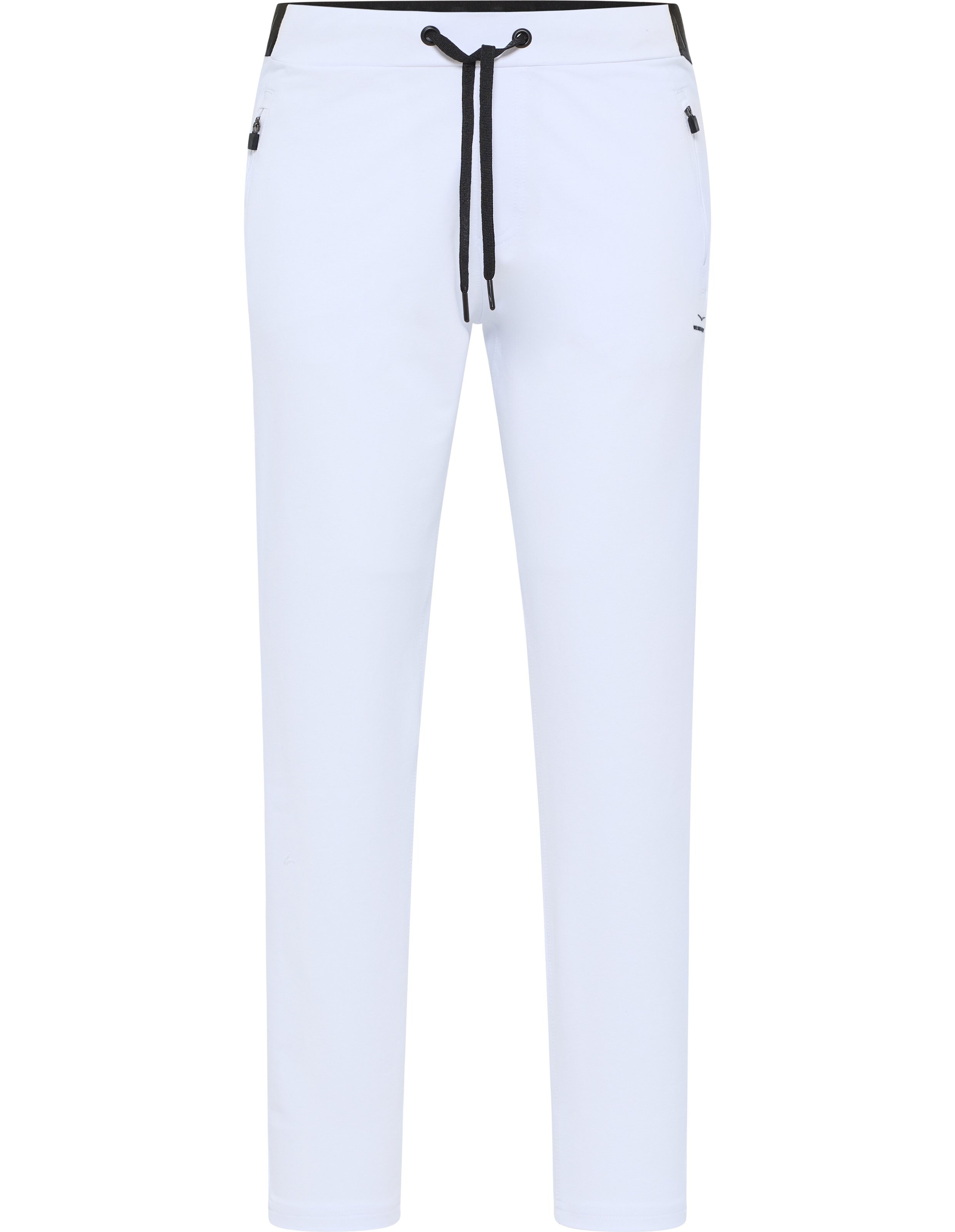 Weiße Freizeithose mit schwarzem Kordelzug, perfekt zum Faulenzen oder für Freizeitausflüge.