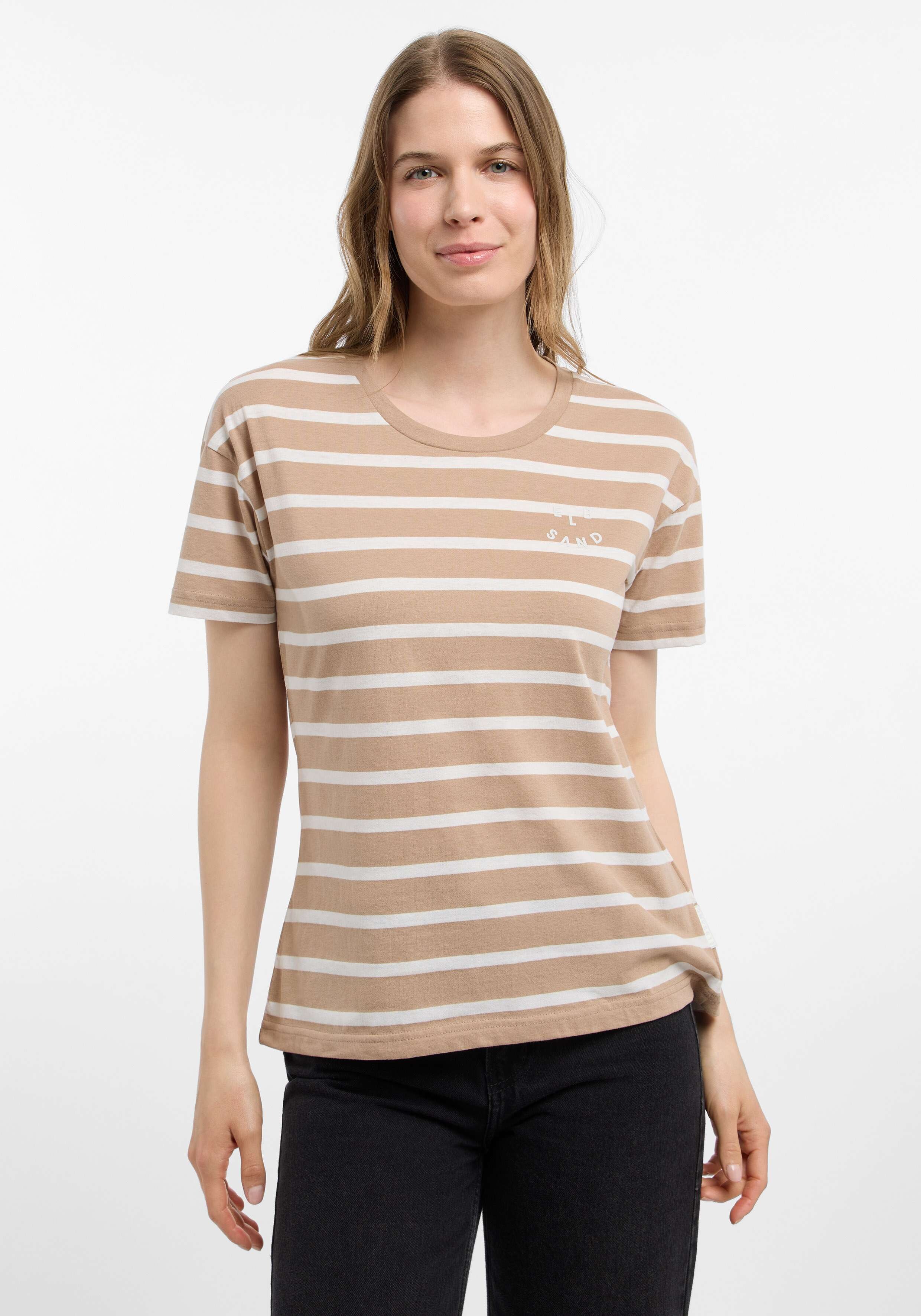 ELBSAND Uumi T-shirt Nougat_ Cloud White_ stripe