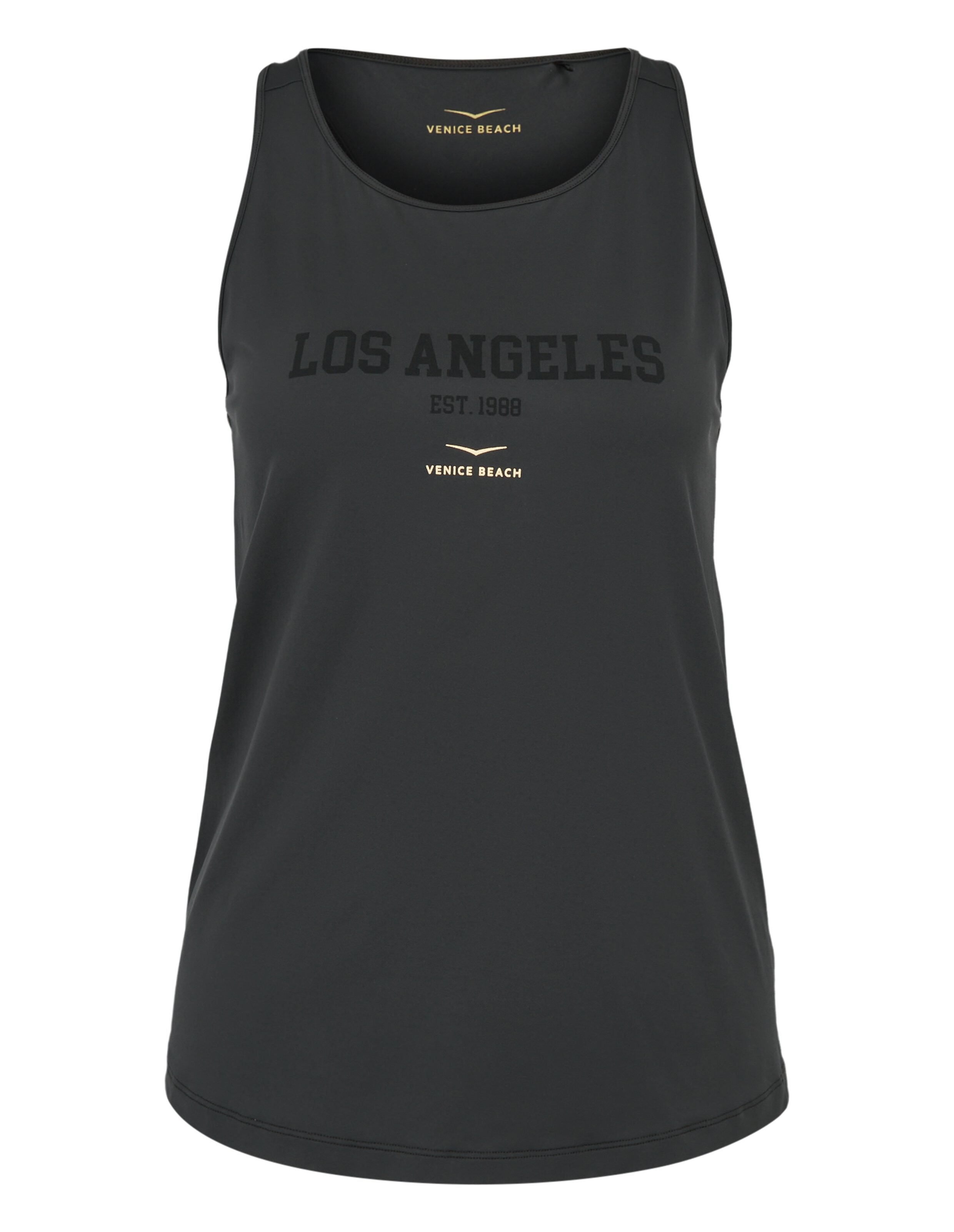 Schwarzes ärmelloses Tanktop mit „Los Angeles“-Aufdruck, perfekt für die Freizeit.
