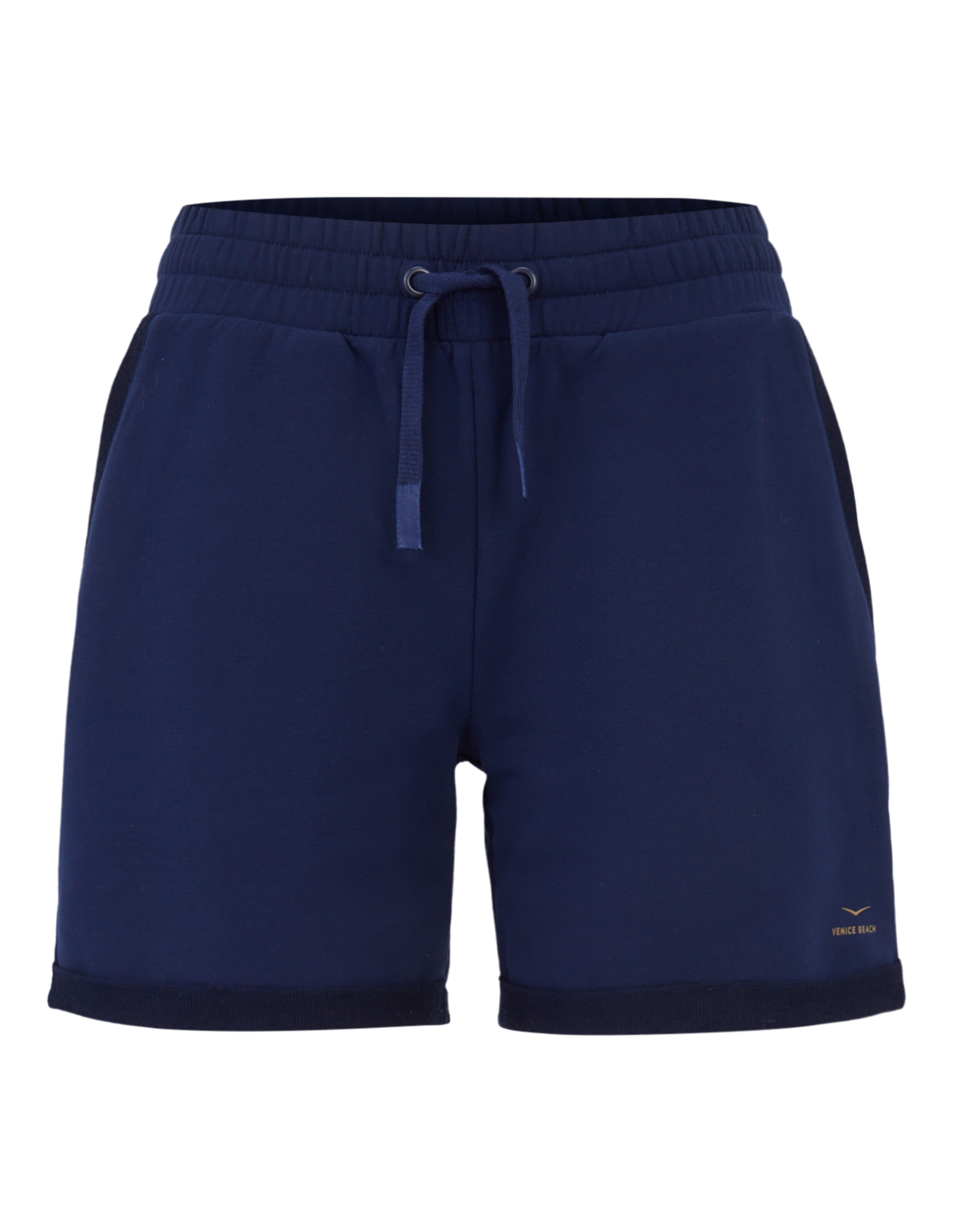 Marineblaue Freizeitshorts mit elastischem Bund und Kordelzug für mehr Komfort.