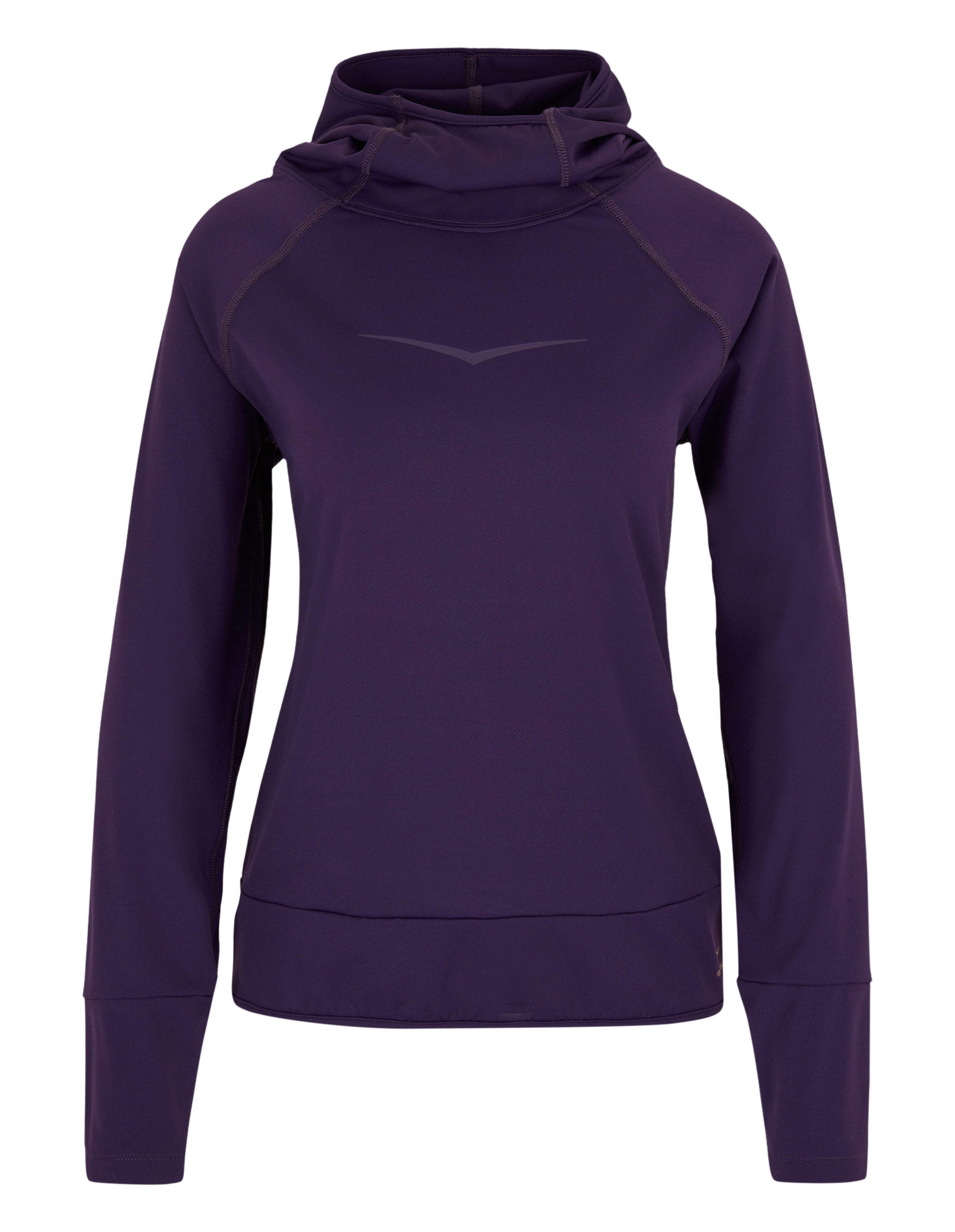 Dunkelvioletter Langarm-Hoodie für Freizeitkleidung mit hohem Halsausschnitt und minimalistischem Design.