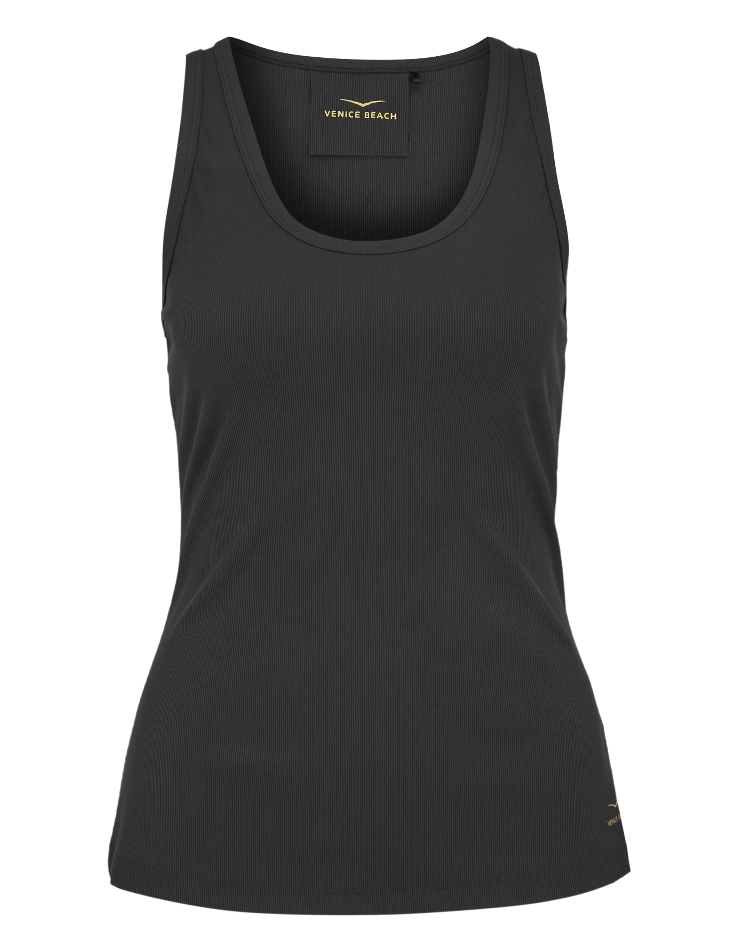 Schwarzes, geripptes Tanktop von Venice Beach, perfekt für lässige Loungewear und bequemen Stil.