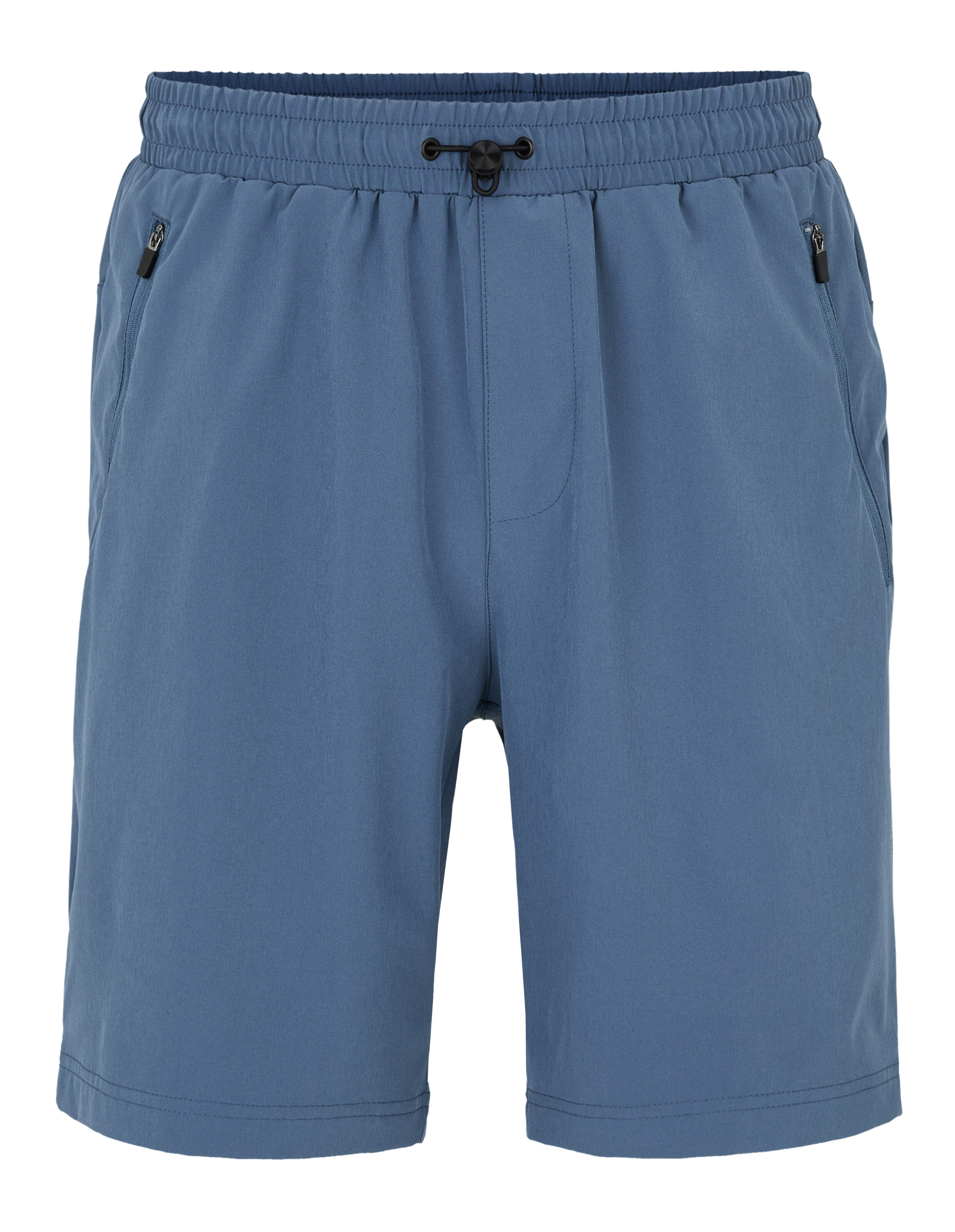 Blaue Freizeitshorts für Herren mit elastischem Bund und Seitentaschen.