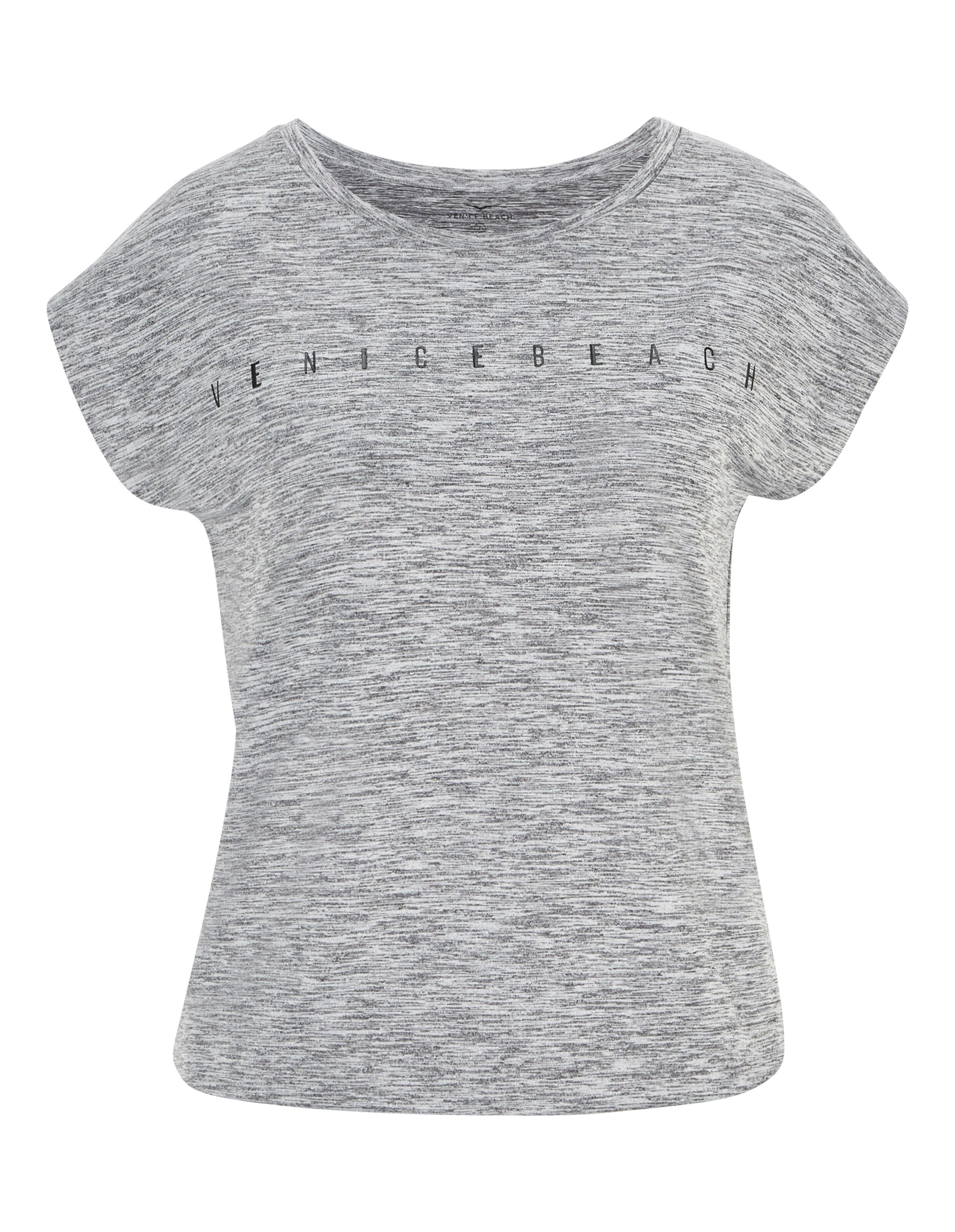 Grau meliertes Venice Beach Kurzarmshirt Wonder mit kurzen Ärmeln für den Freizeitgebrauch.