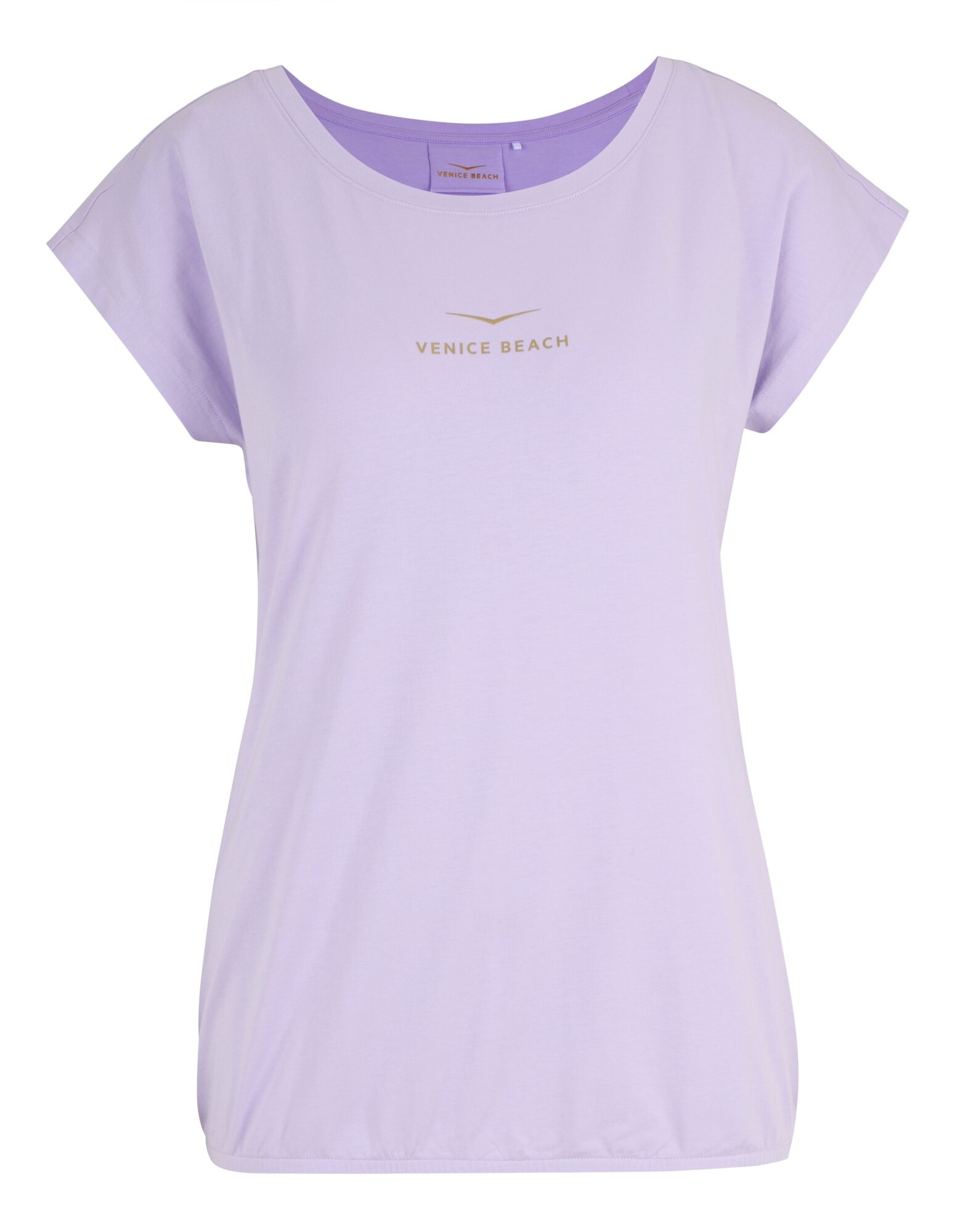 Hellviolettes, lässiges T-Shirt mit „VENICE BEACH“-Logo, perfekt für entspannte Ausflüge.