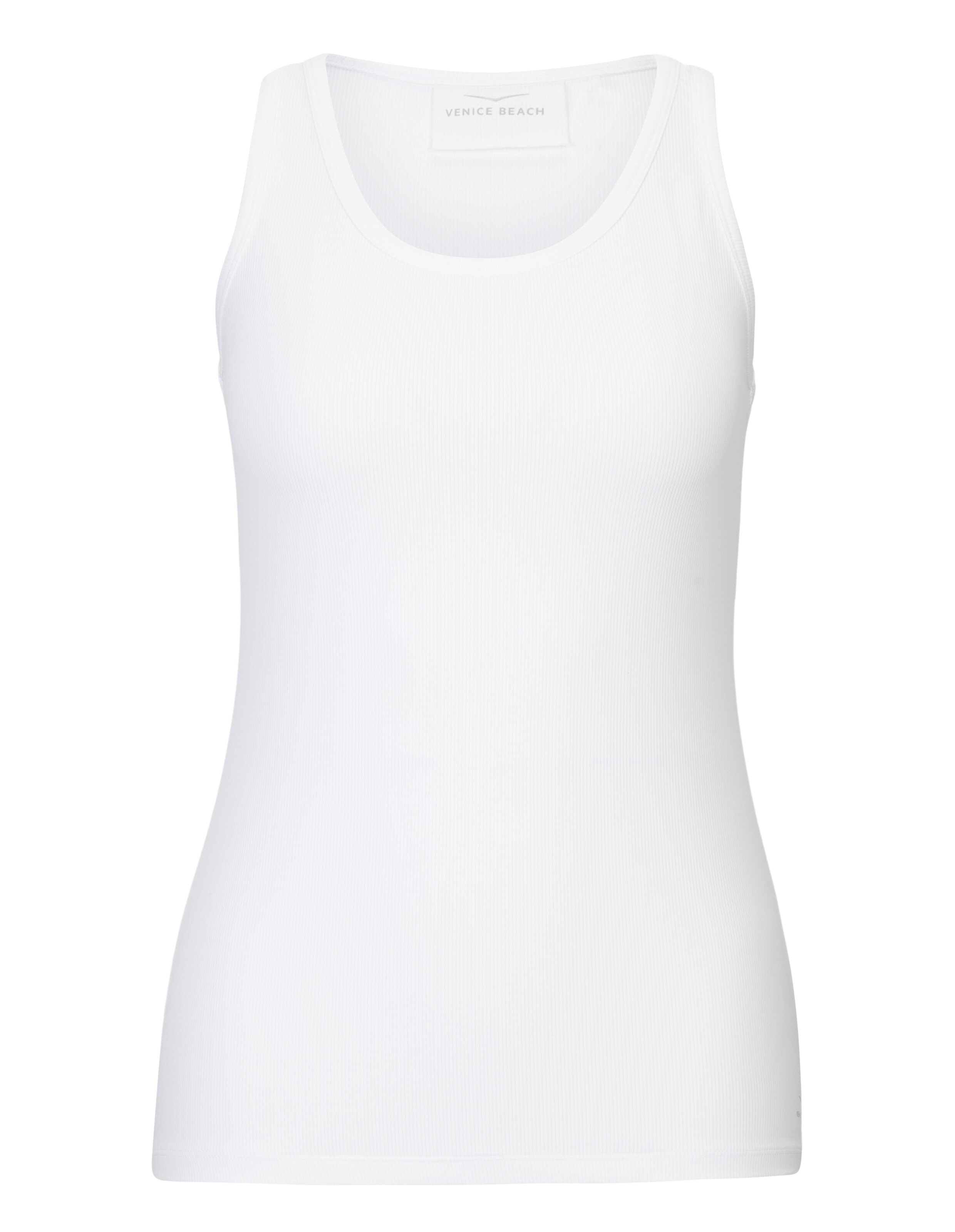 Weißes, geripptes Tanktop für lässiges Faulenzen und Alltagskleidung von Venice Beach.