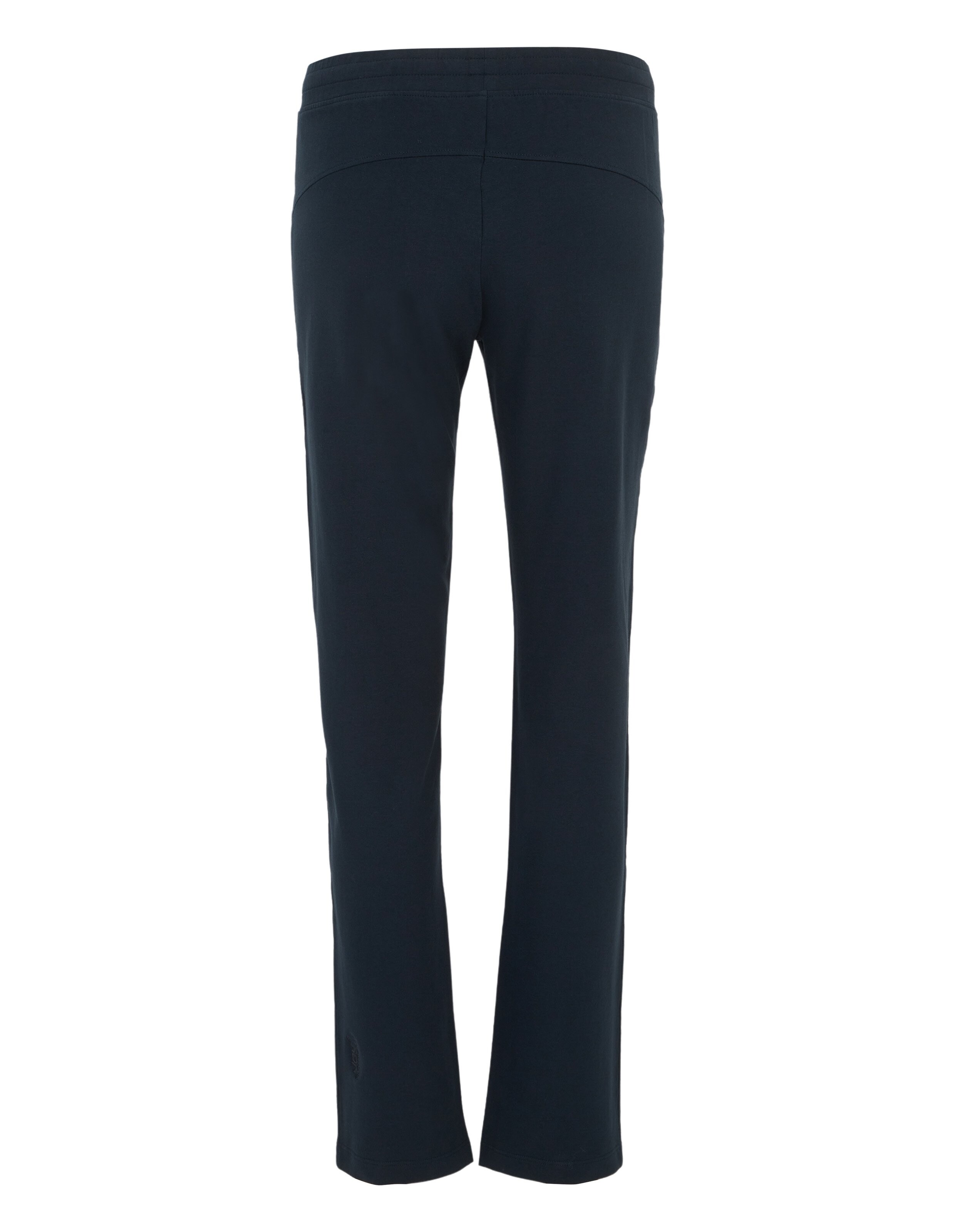 Schwarze Hose mit geradem Schnitt und elastischem Bund, ohne auffällige Details oder Taschen, frontal abgebildet.