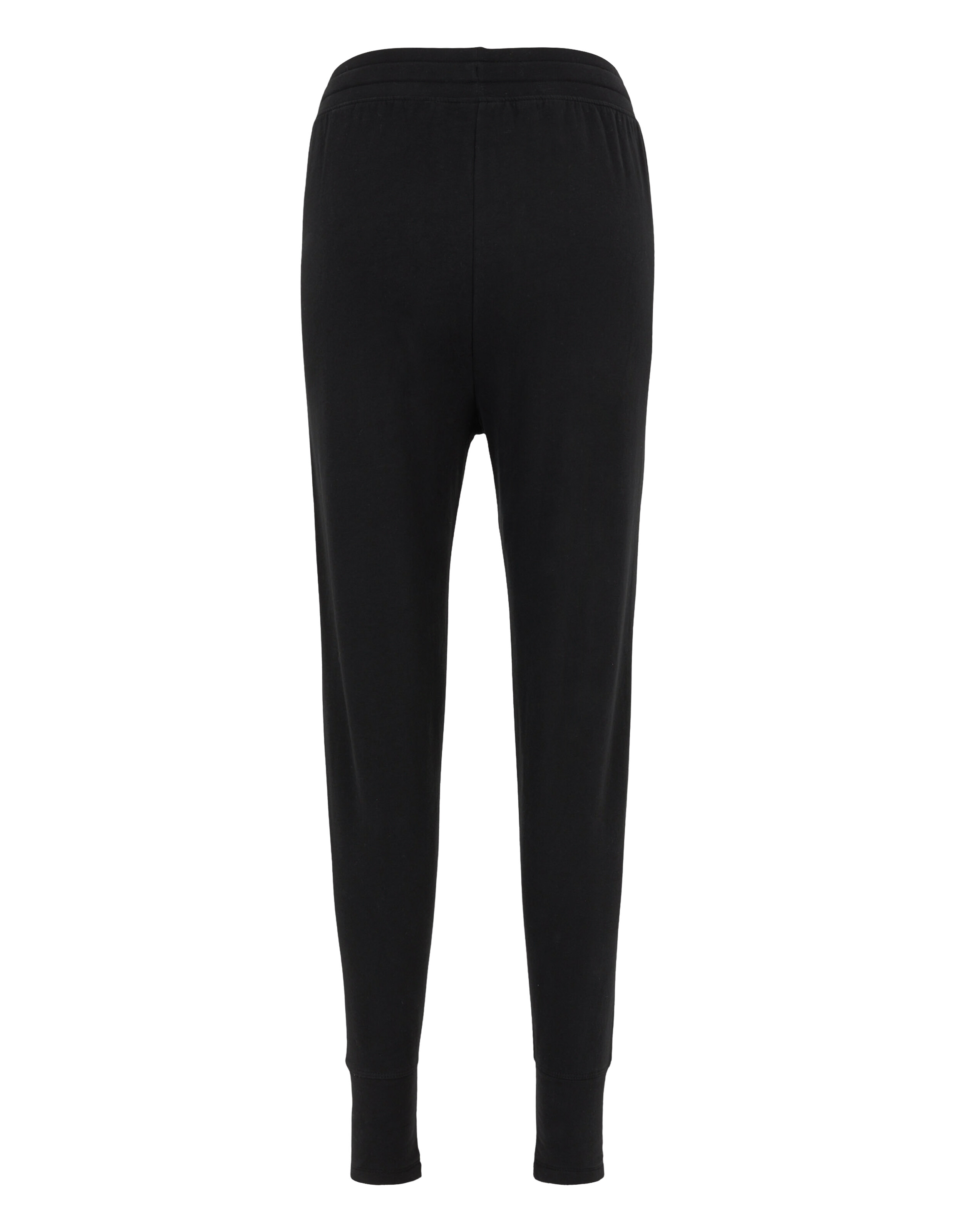Schwarze, lässige Jogginghose mit bequemem Gummibund und schmal zulaufendem Bein.