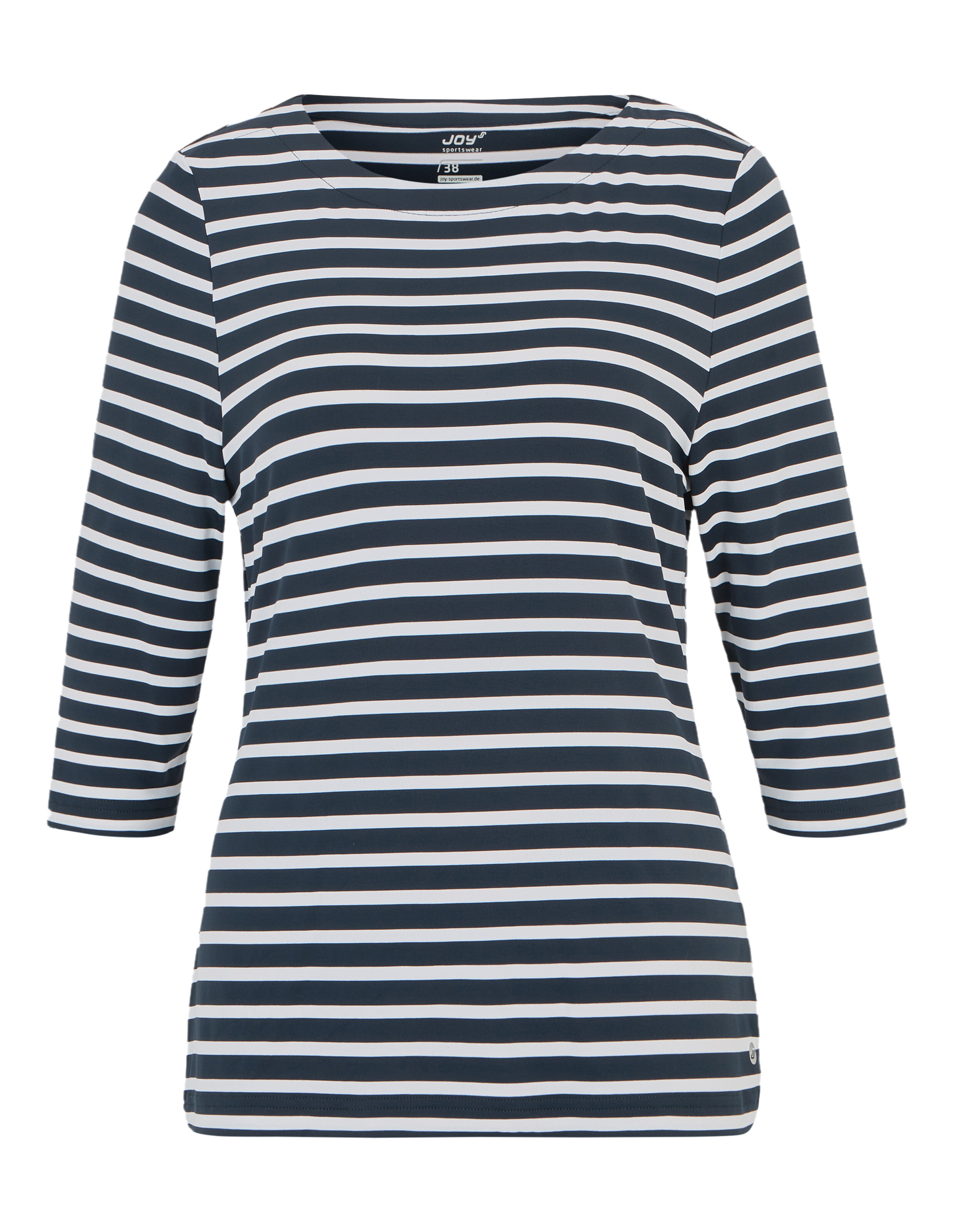 Marineblau-weiß gestreiftes, lässiges Langarmshirt für Damen.