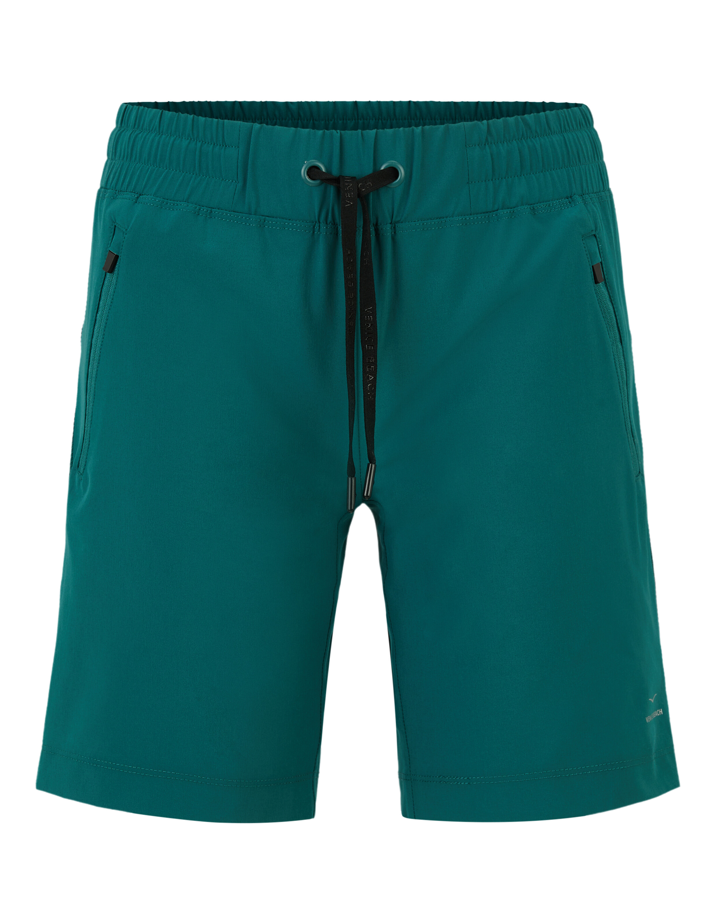 Blaugrüne, lässige Shorts mit elastischem Bund und Kordelzug, perfekt zum Entspannen.
