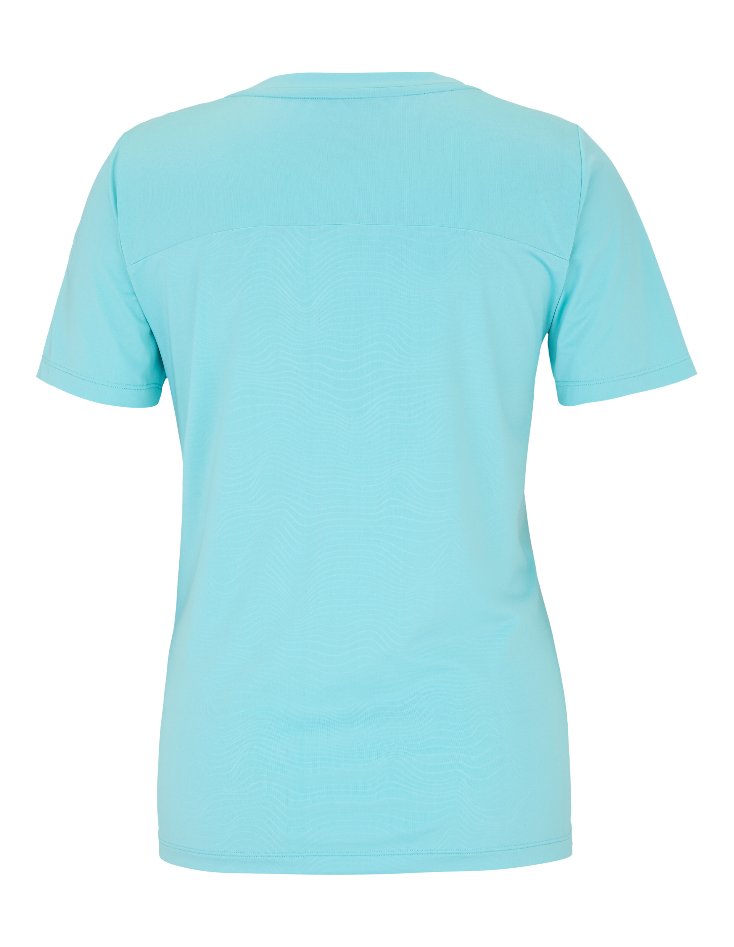 Türkisfarbenes Kurzarm-T-Shirt mit dezentem Wellenmuster.