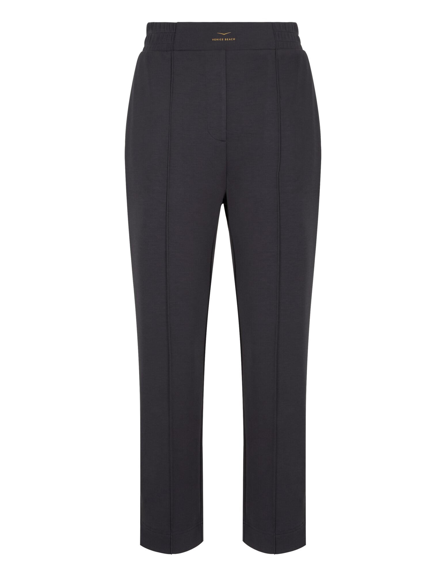Bequeme dunkelgraue Freizeithose mit elastischem Bund und schlankem Design.